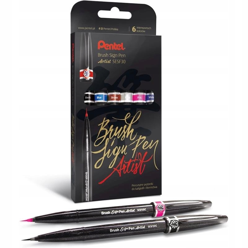Pentel Sada kaligrafických tužek Brush 6 ks
