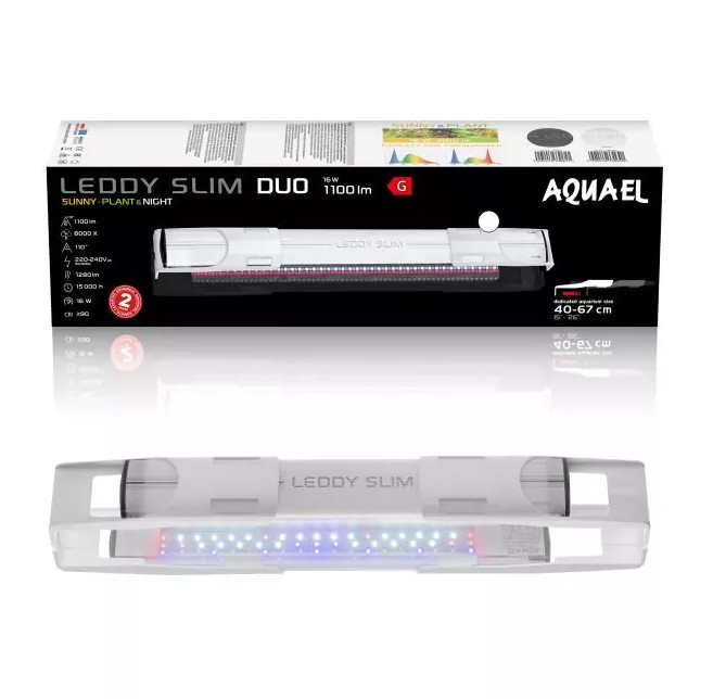 Aquael Leddy Slim Duo Sunny Plant&Night 16W Led bílá 40-60 cm