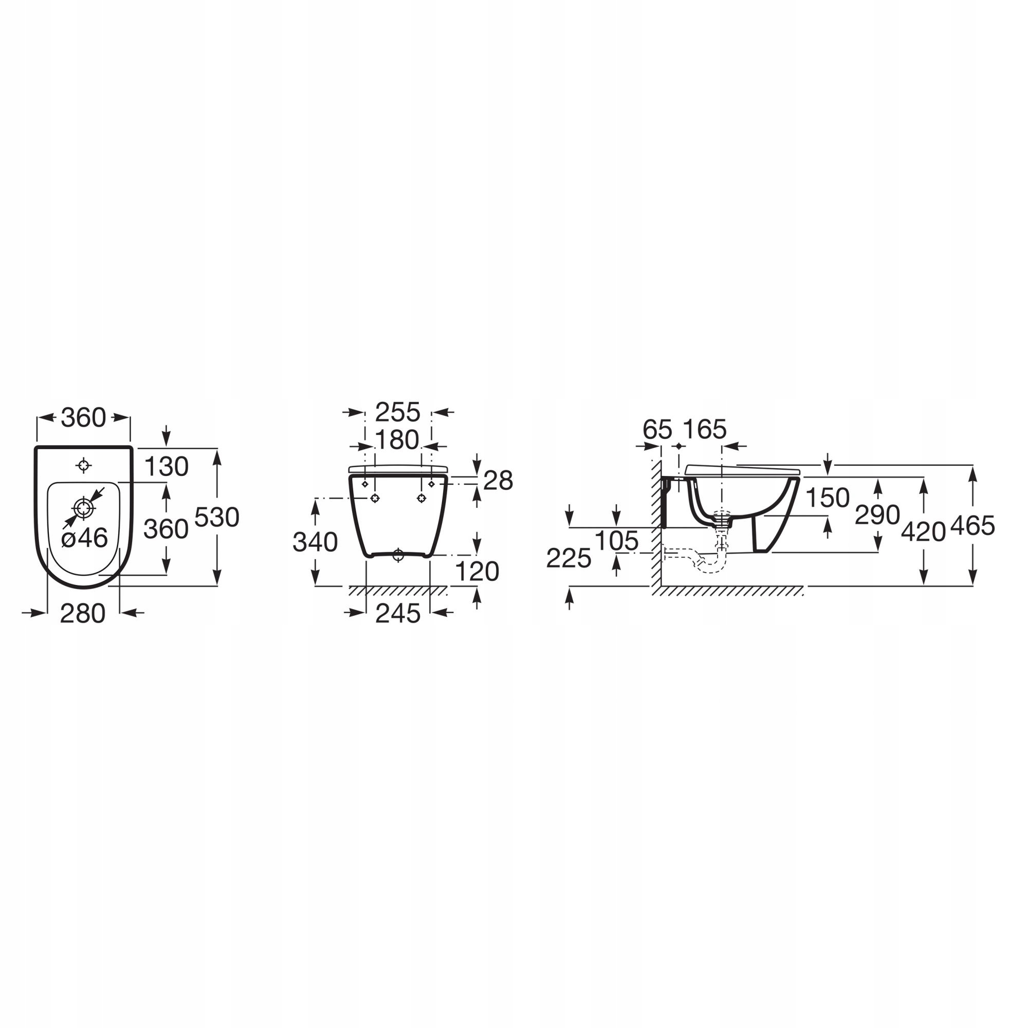 BIDET WISZĄCY BIAŁY ROCA ONA Marka Roca