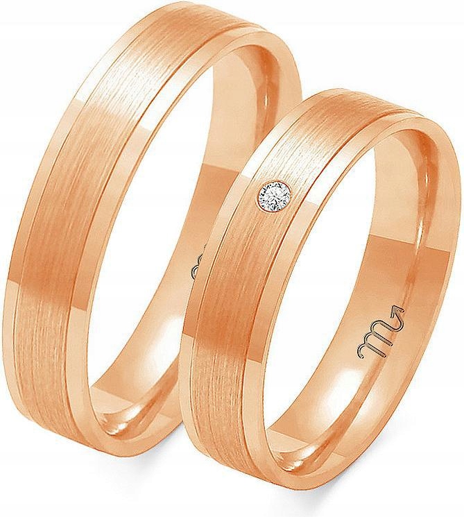 Růžové zlato snubní prsten 585 na svatba velikost 8 9 10 kolekce unisex gravírování