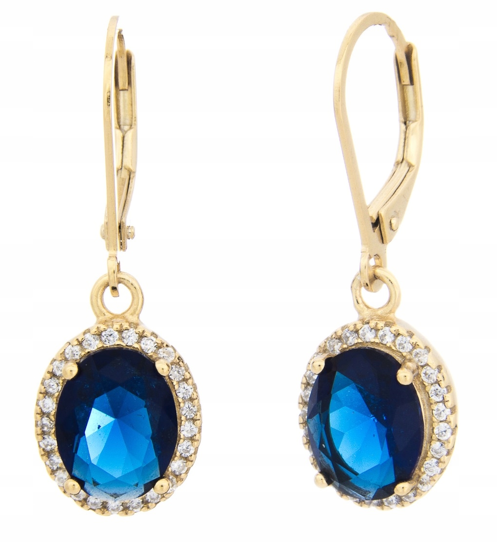 Wiszące Srebrne Kolczyki Markizy Pozłocone