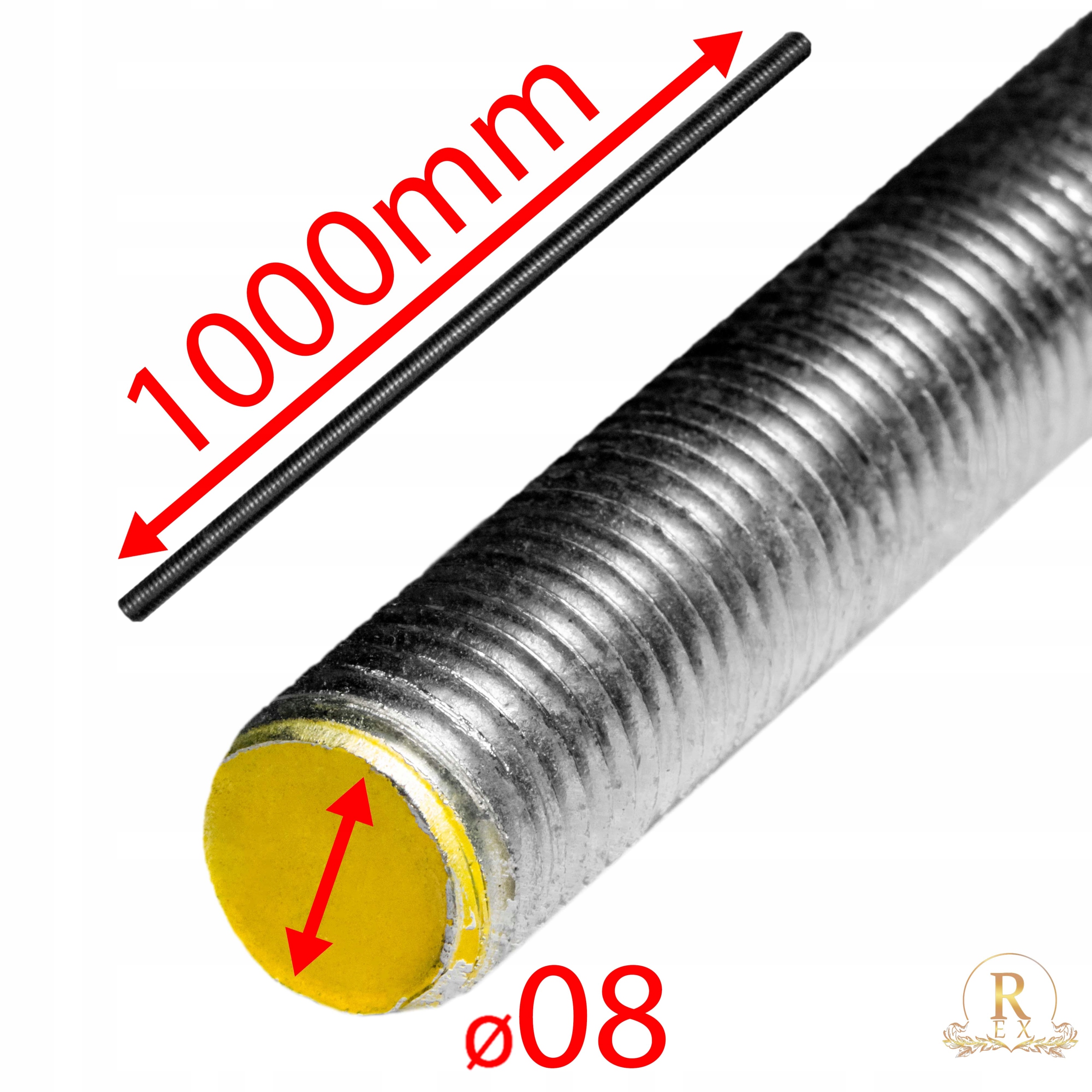 PRĘT SZPILKA GWINTOWANY M8 OCYNK 1000mm 8.8 10szt Kod producenta PRĘT M8X1000 REX KL. 8.8