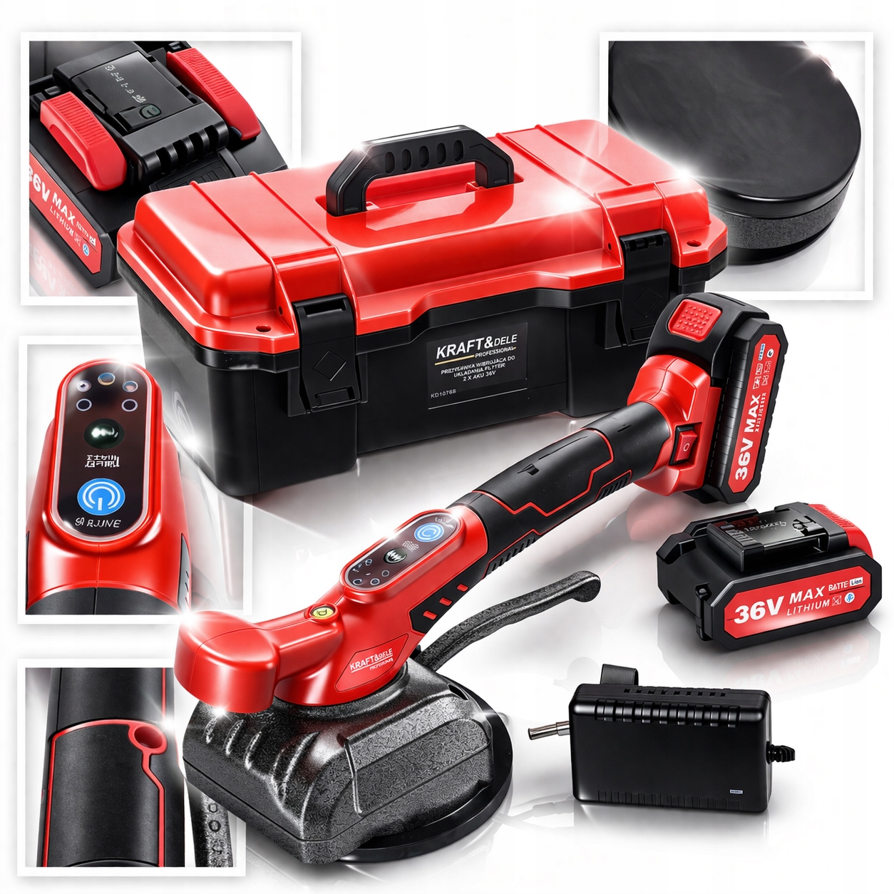 Przyssawka Wibrująca Do Płytek 36V 2XAKU Solidna