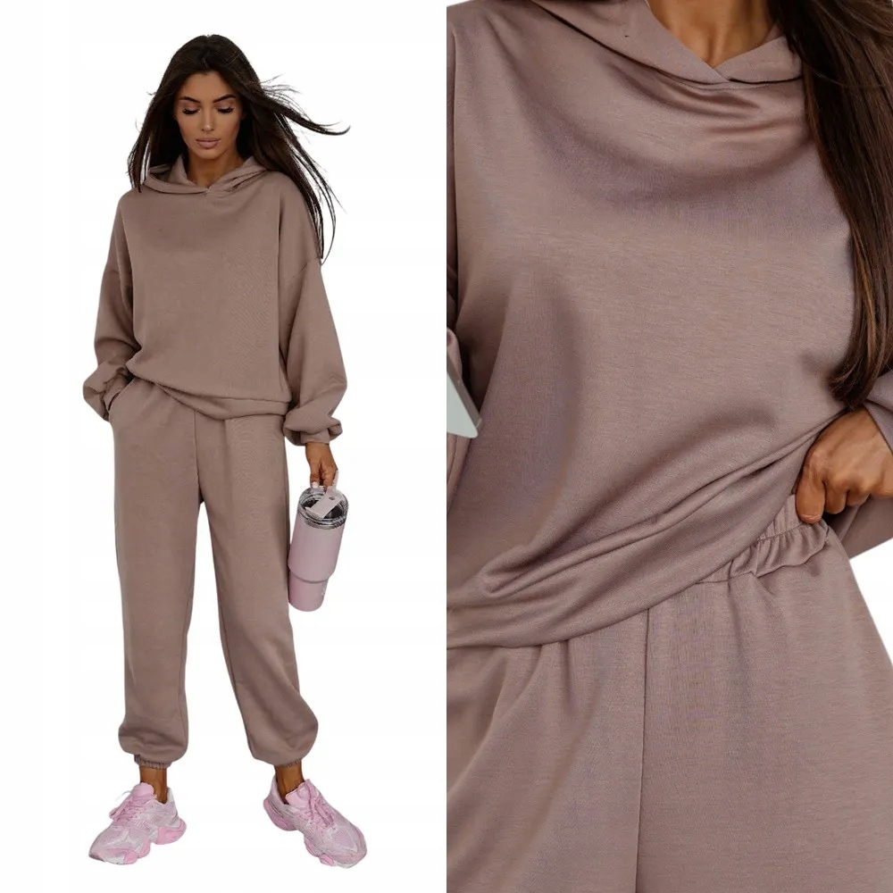 Dámský Teplákovka Sportovní komplet s kapucí S/m Béžová