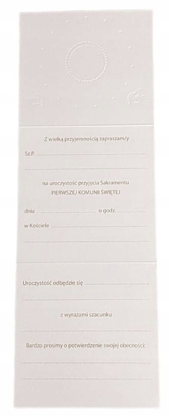 ZAPROSZENIE NA I KOMUNIĘ ŚWIĘTĄ, KWADRAT Szerokość produktu 12 cm