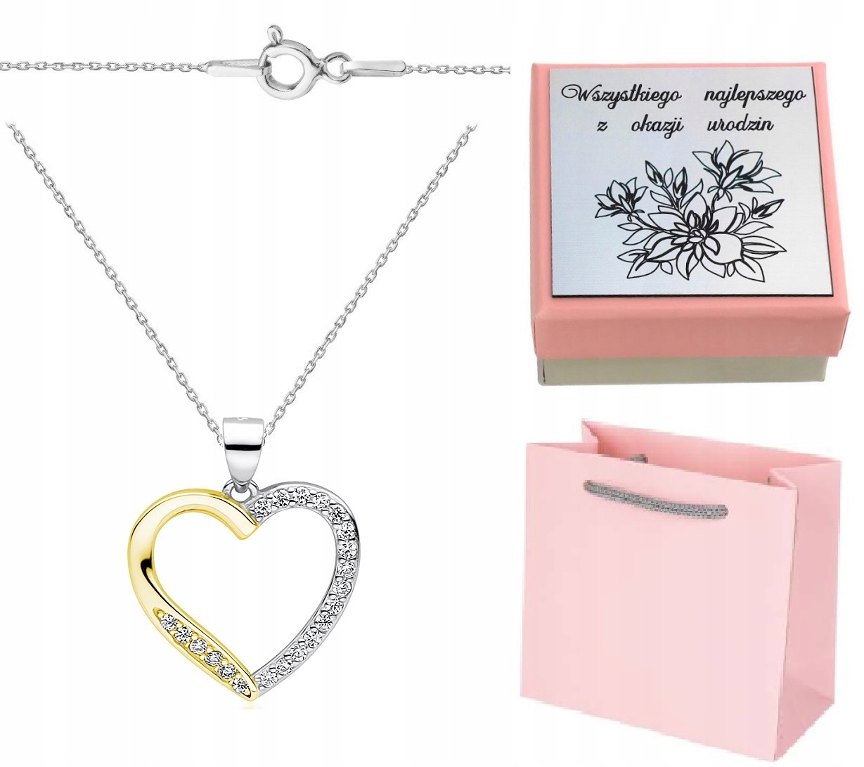 Náhrdelník se srdíčkem zlatý stříbrný Gravírování 45 cm