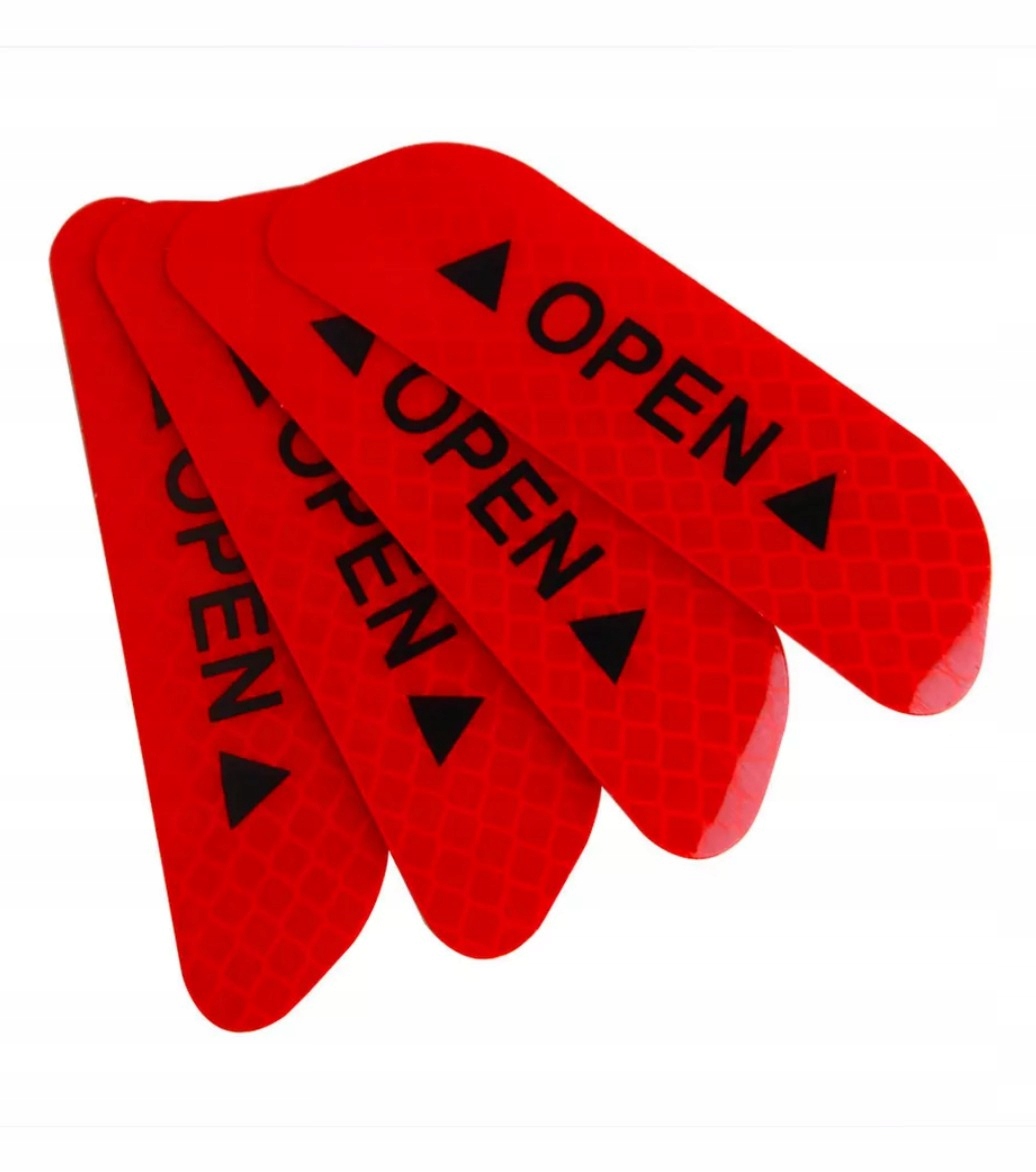 

4 szt kpl odblaski ostrzegawcze Open na drzwi nocą