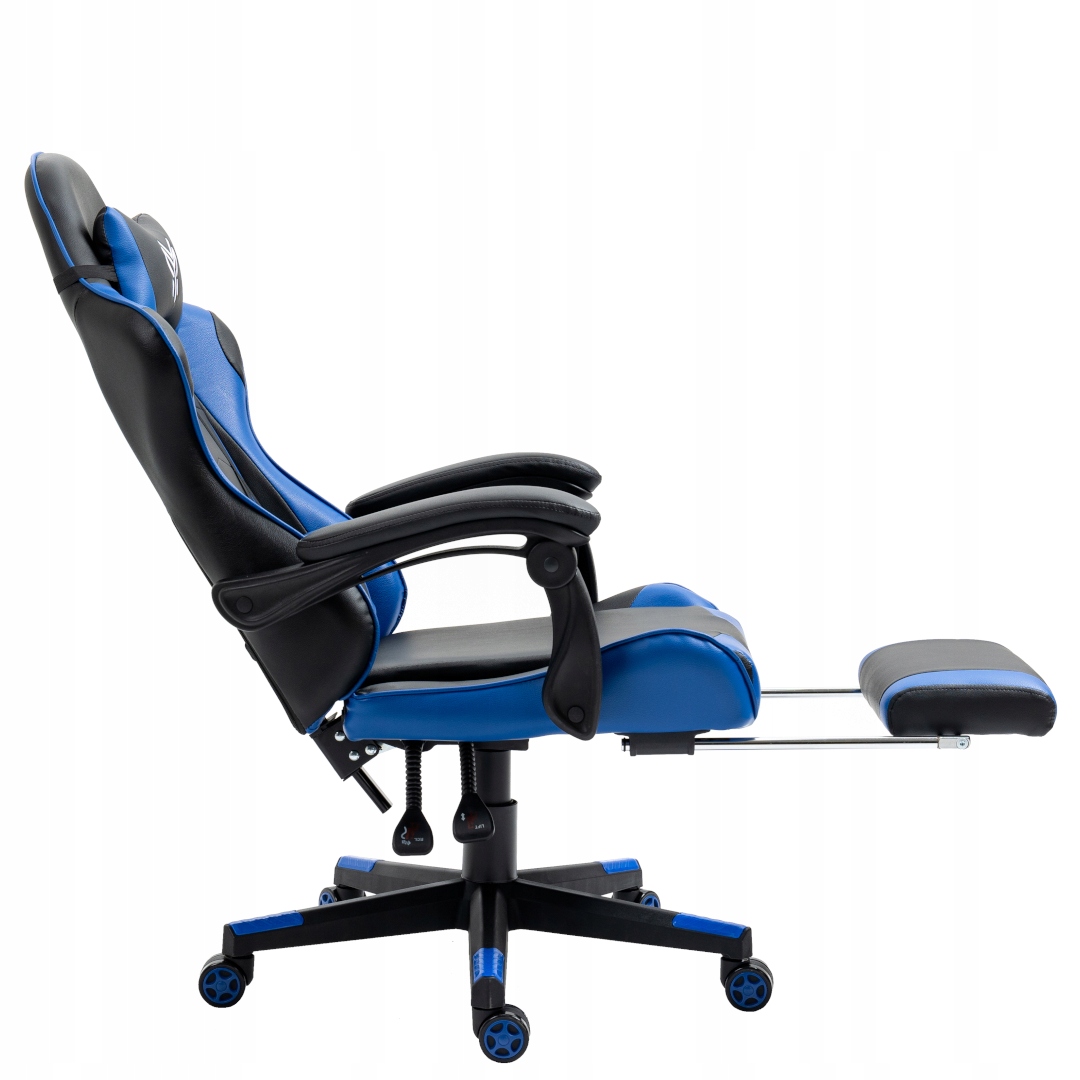 Fotel Gamingowy z podnóżkiem GHOST czarno-niebieski FOTEL GRACZA Stan opakowania oryginalne