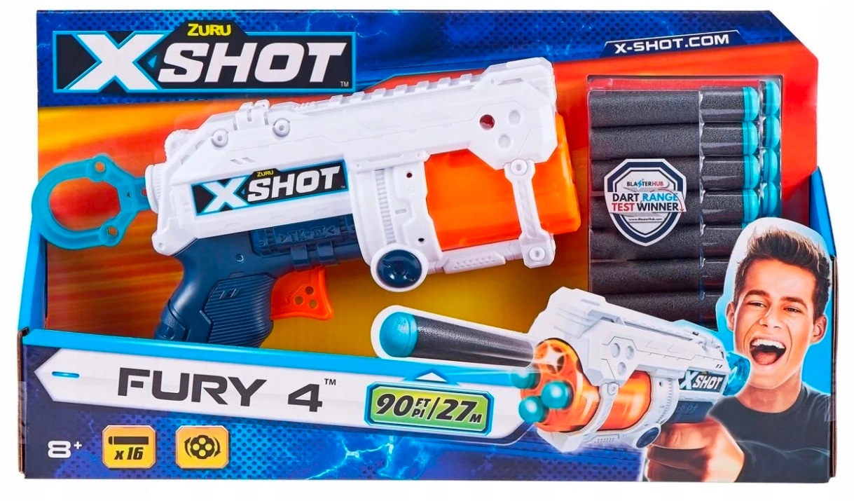 Pistolet ZURU X-SHOT FURRY 4 na 27 m i 16 strzałek