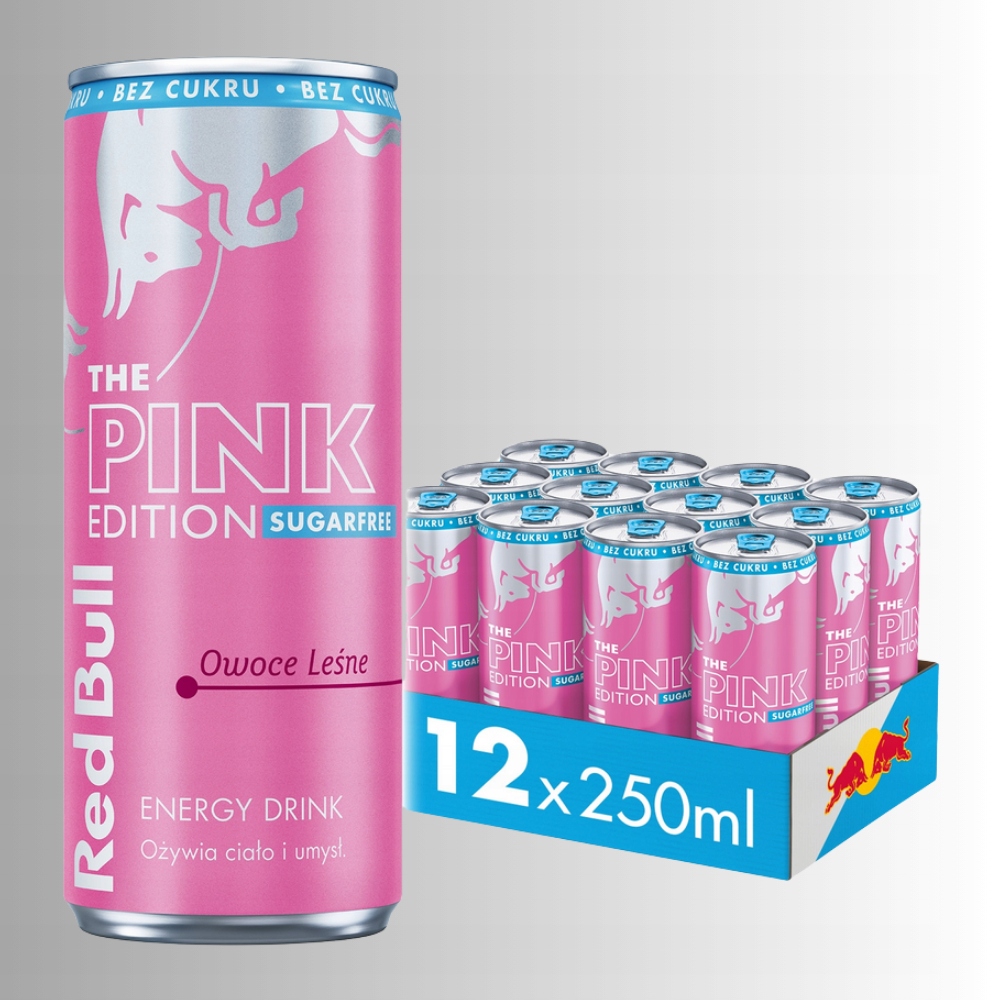 12 Sztuk Red Bull Puszka 250ML Pink Edition Sugar Free