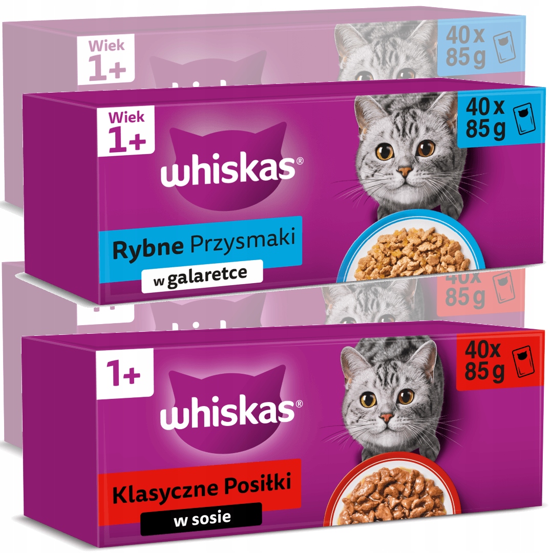 Whiskas Klasické pokrmy a rybí pochoutky 160 x 85 g Mokré Krmivo Pro Kočky