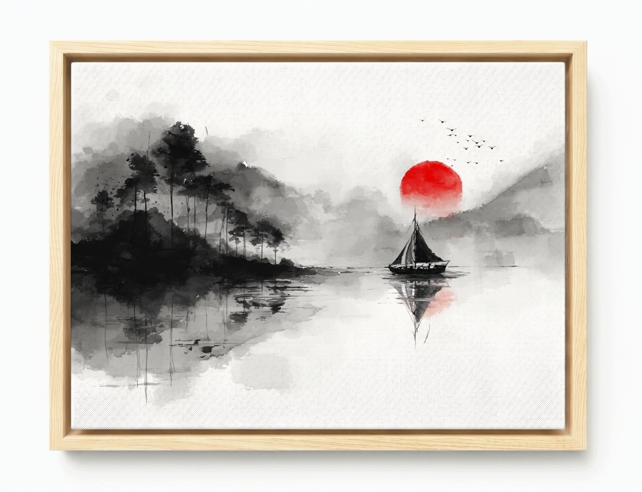 Obraz Rama American Box Orientálna Krajina Akvarel Japonsko Art 80x60