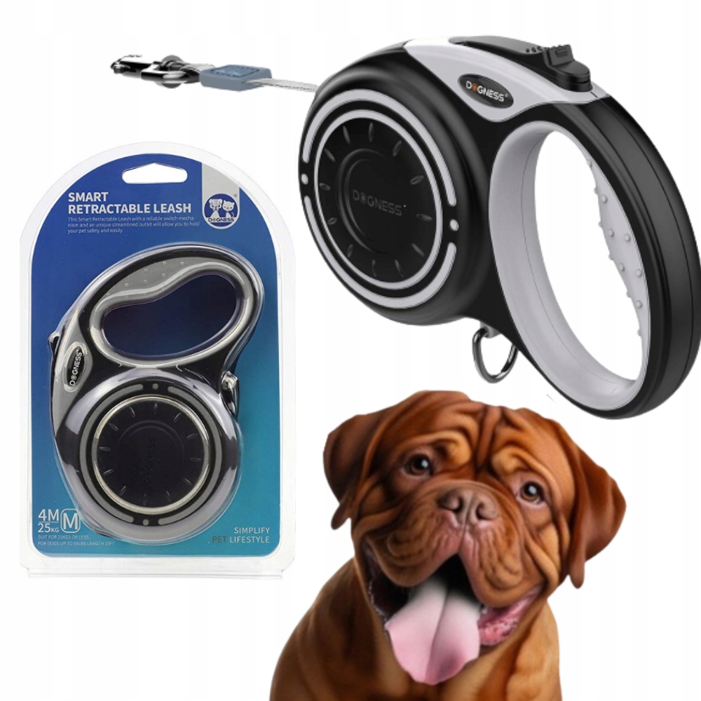 Levně Vodítko Pro Psa 5 m (XL) do 50 kg šedé Dogness