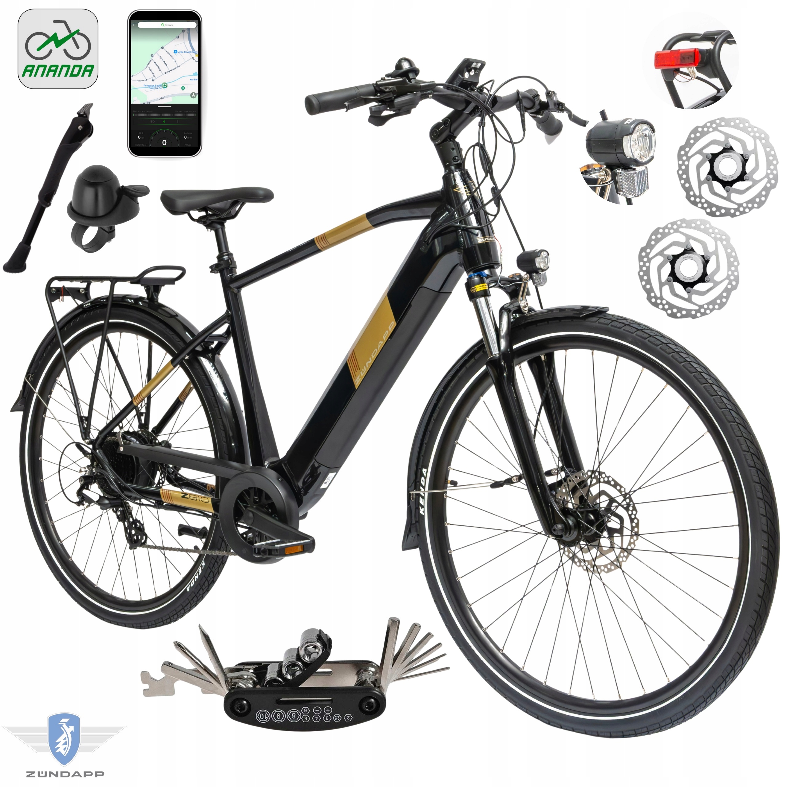 Rower Elektryczny Męski Trekkingowy Koła 28" Shimano 250 W LCD Aplikacja