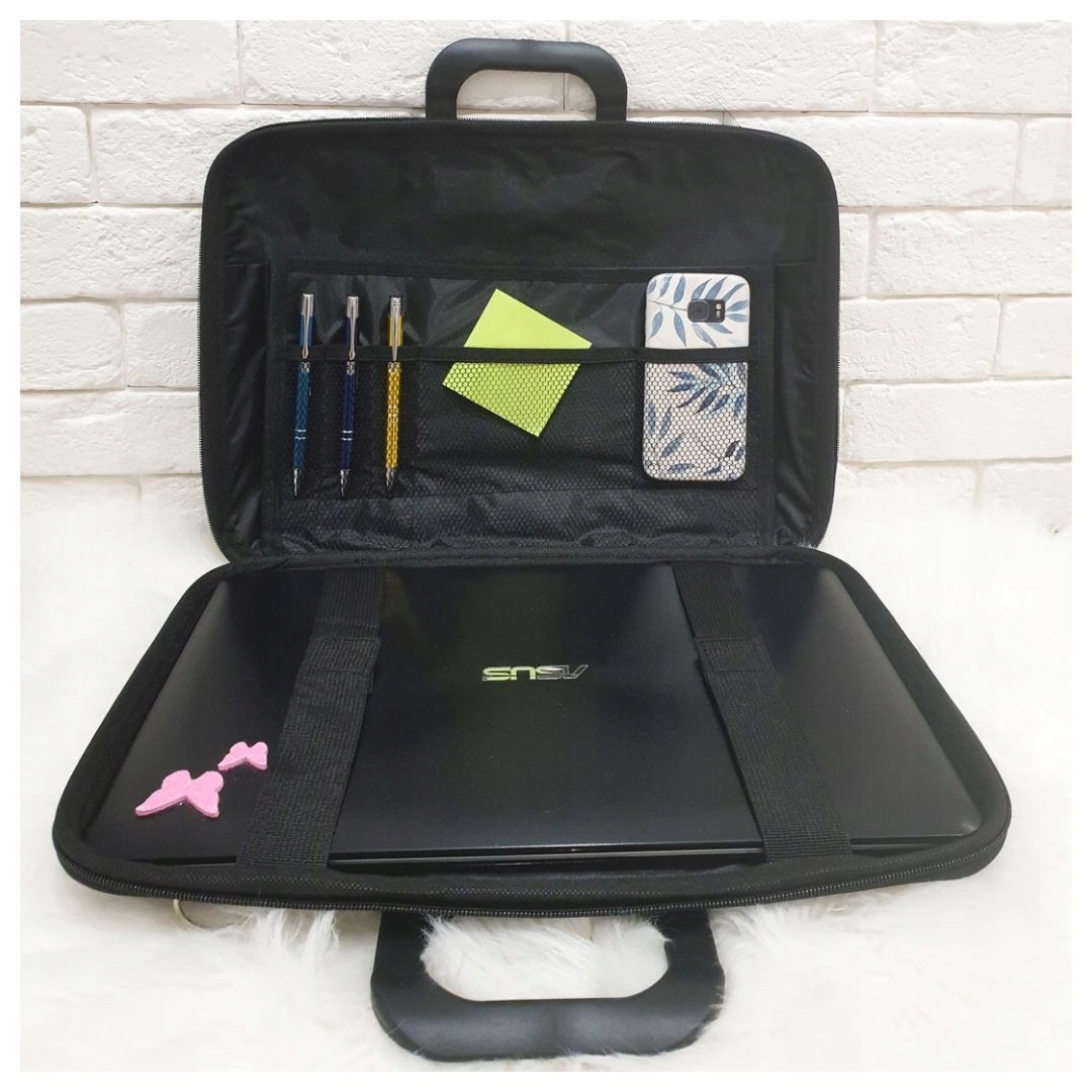 AKTÓWKA CZARNA SKÓRA TORBA NA LAPTOPA 15 CALI Wielkość matrycy 15.6