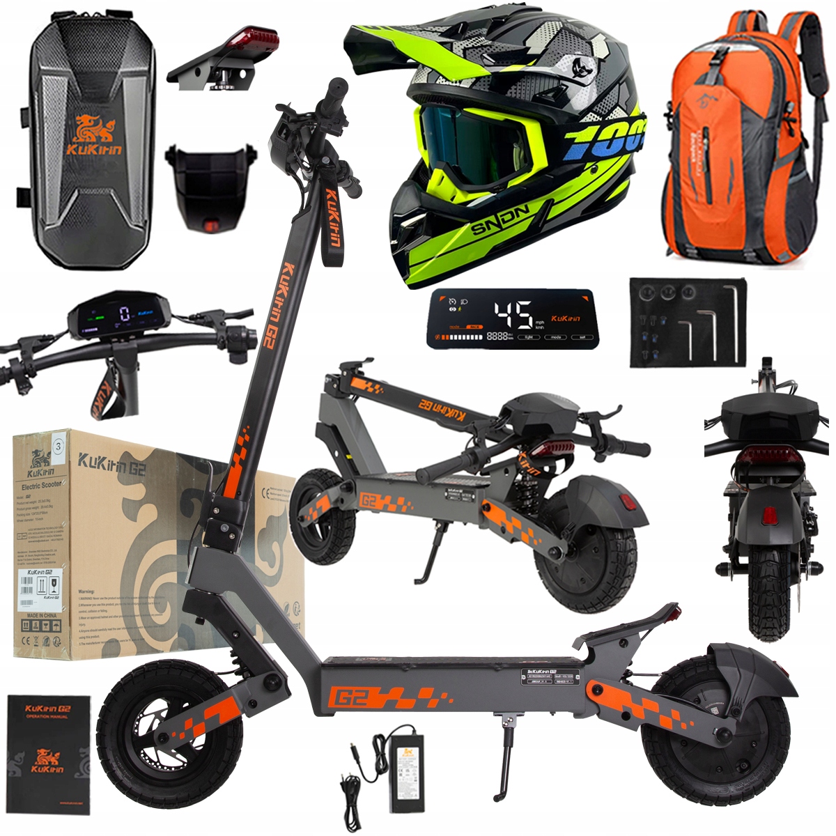 Kukirin G2 2026 Nové skládací elektrické vozidlo 1200W 45KM/H 15Ah 48V 10"