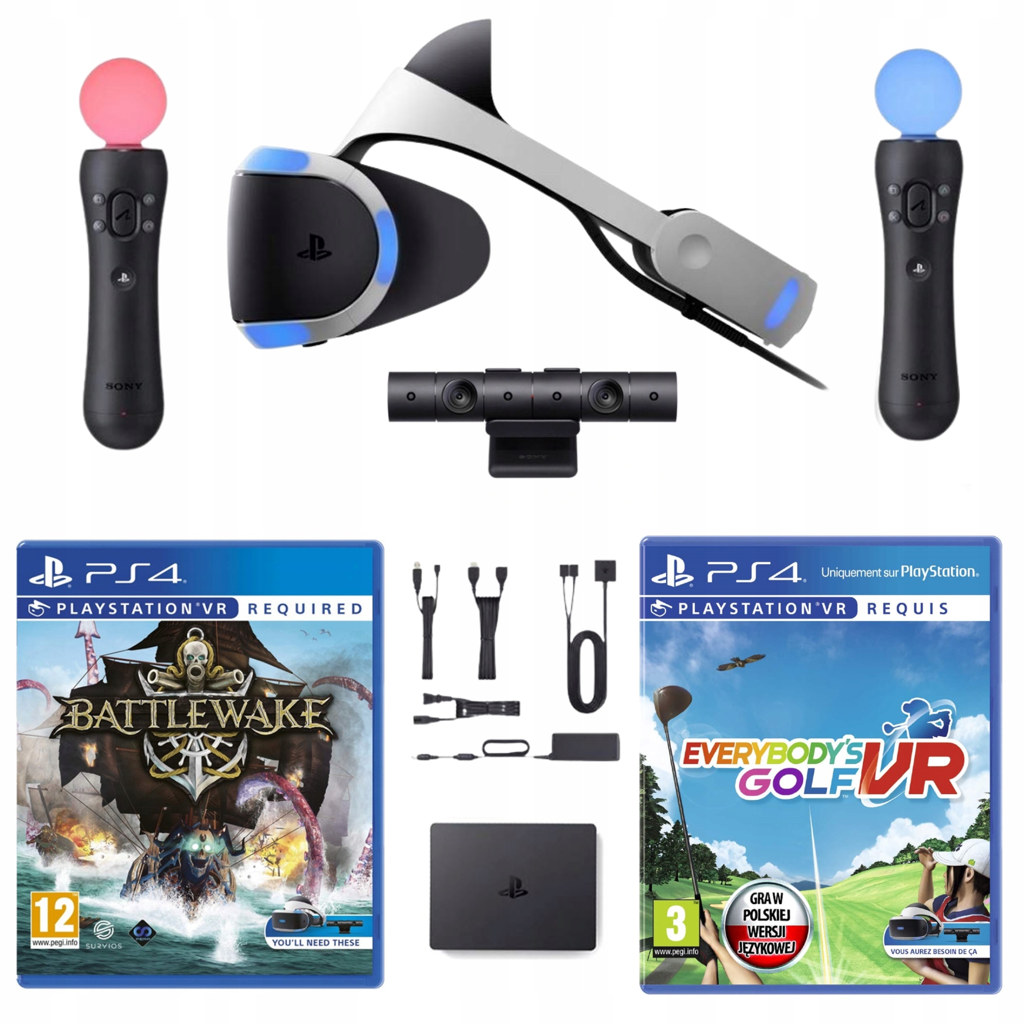 PS VR PS4 PlayStation VR + 2x Move + Kamera V2 + 2 SUPER GRY