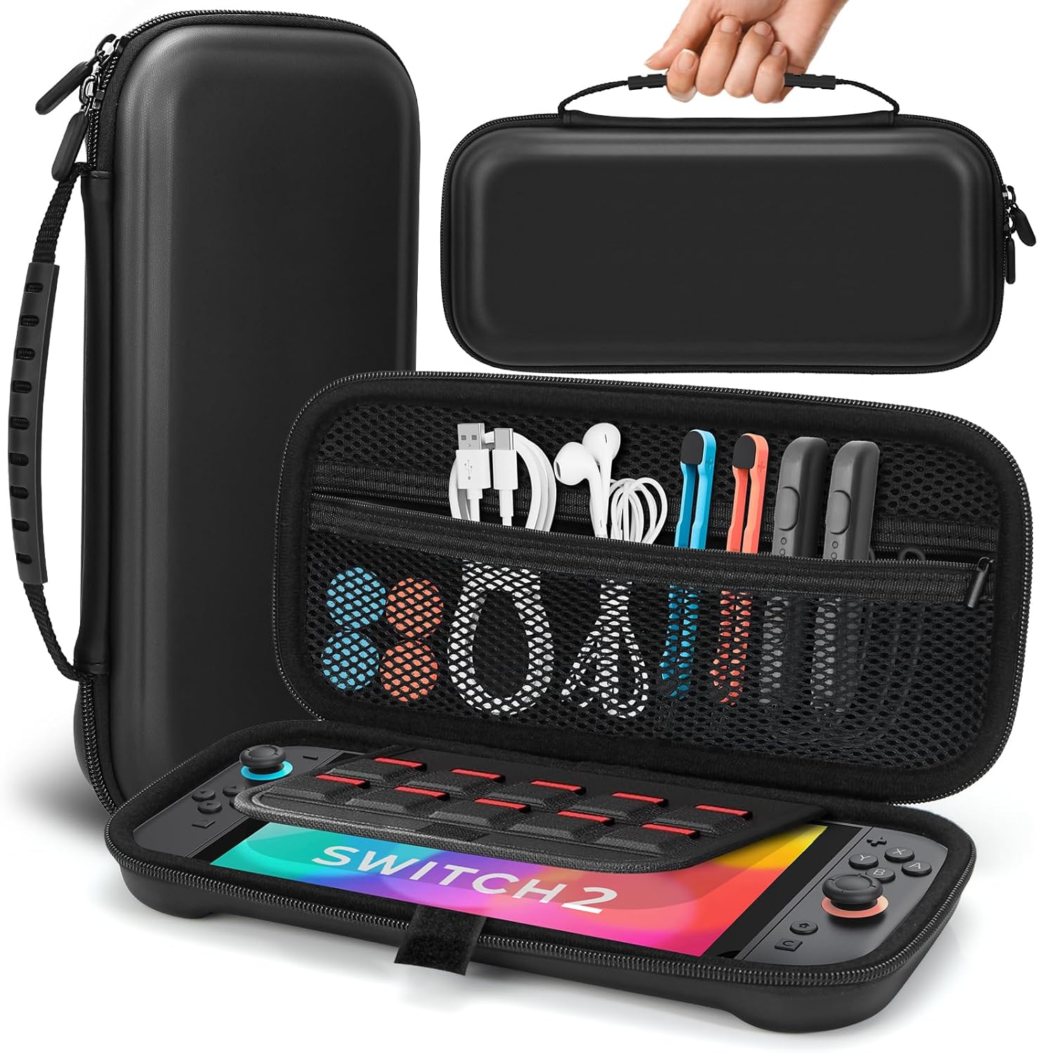 NINTENDO SWITCH 2 etui pokrowiec torba ochronna czarna na 10 gier akcesoria