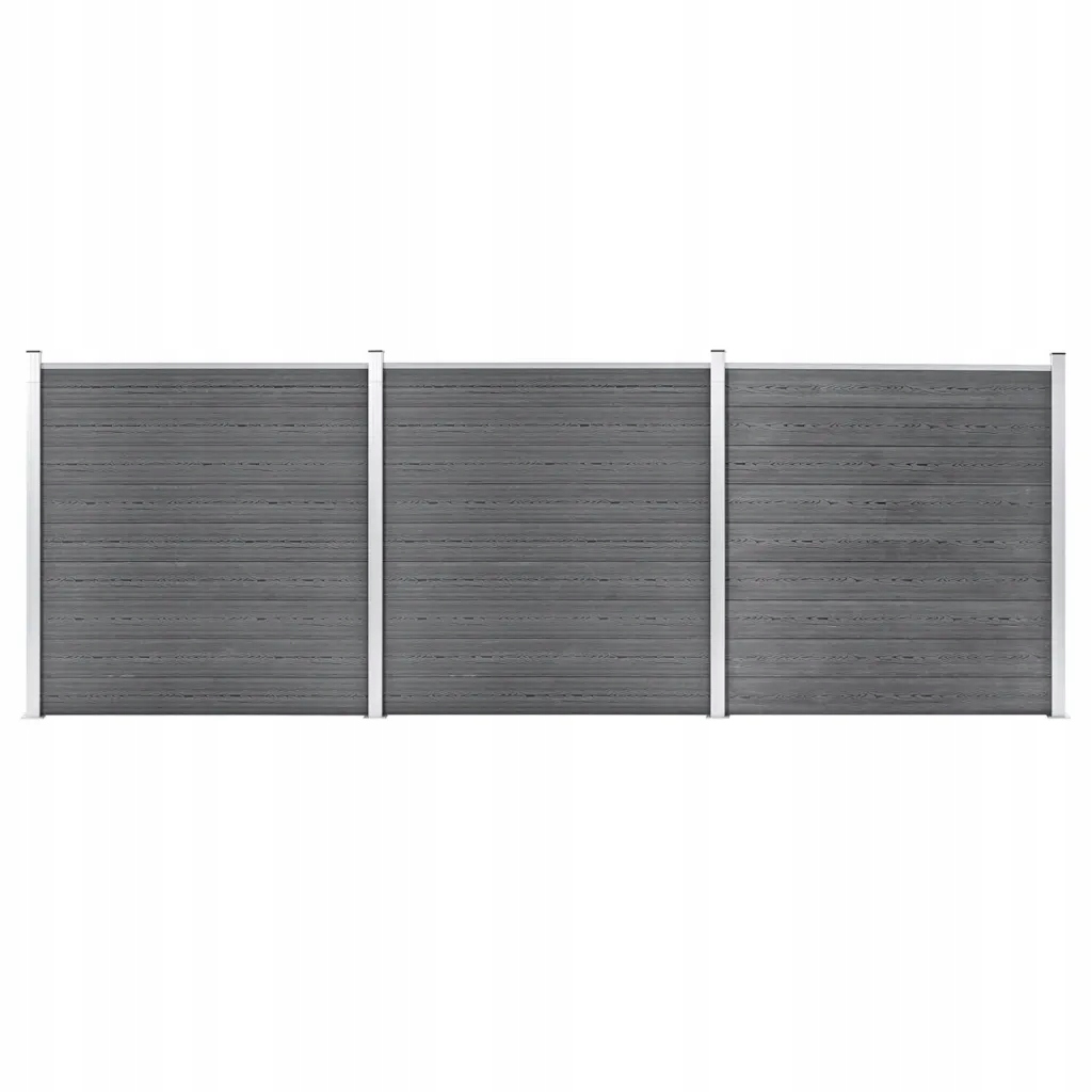 Sada plotových panelů Wpc 526 x 186 cm, šedá, 27 prken, 4 sloupky