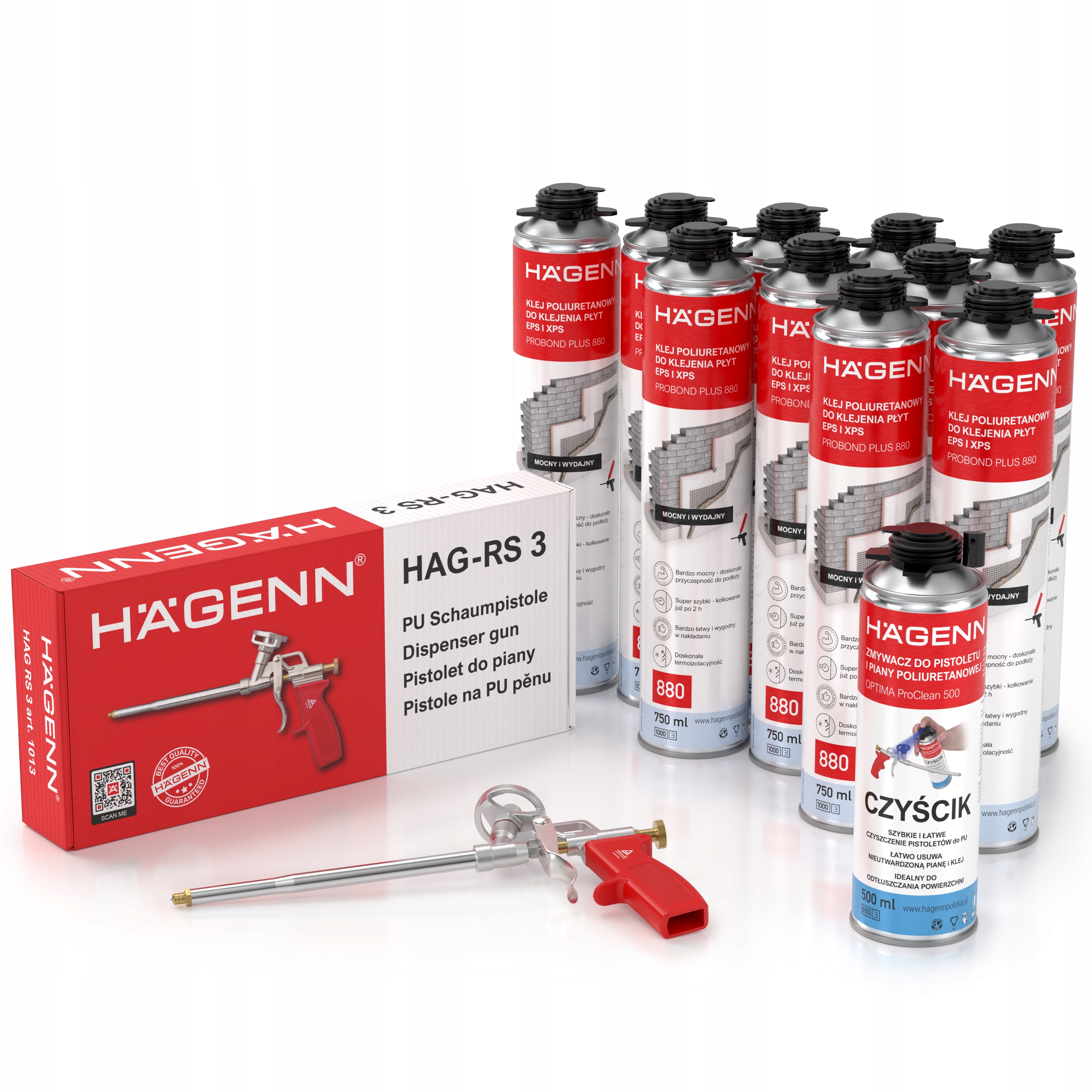 Sada Pěnové lepidlo na polystyren Eps Xps Pěna Hagenn 880 Silný Výkonný