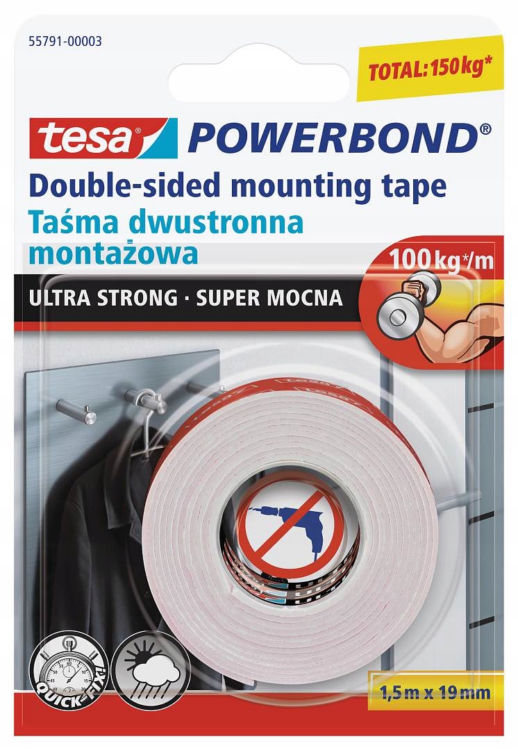 

Dwustronna taśma montażowa tesa Ultra Strong 1,5m