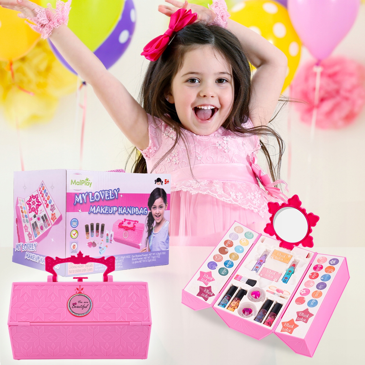 MAKE-UP BOX KOSMETICKÁ SADA PRO DĚTI MAKE-UP KOSMETIKA Hloubka produktu 20 cm