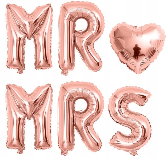 

Balony foliowe rose gold Mrs I Mr dekoracja wesele
