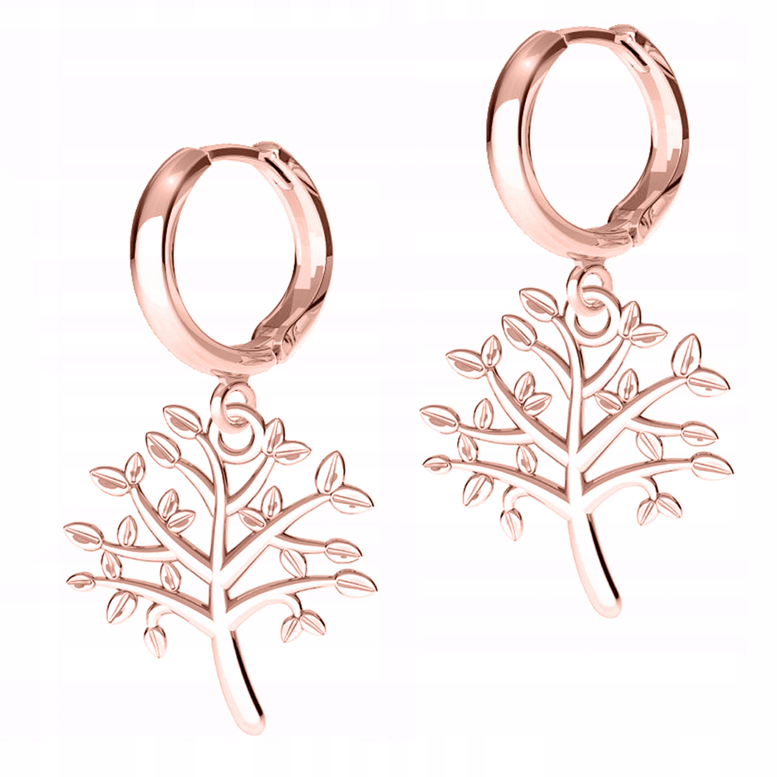 Náušnice Pozlacený strom Strom života Stromy Větvičky s listy Stříbro 925