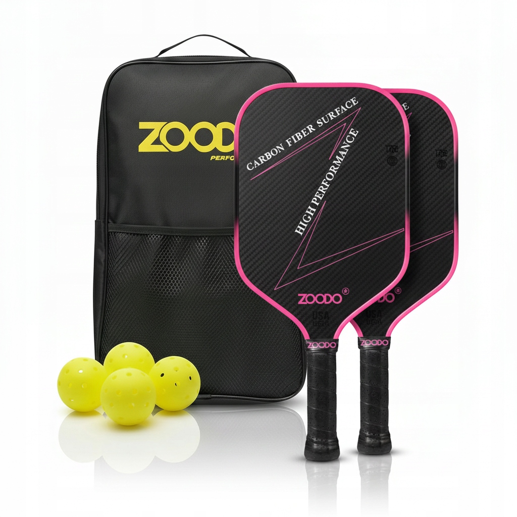 Rakiety do Pickleball Zoodo P4 T700 carbon fiber Gradient pink 4 piłki