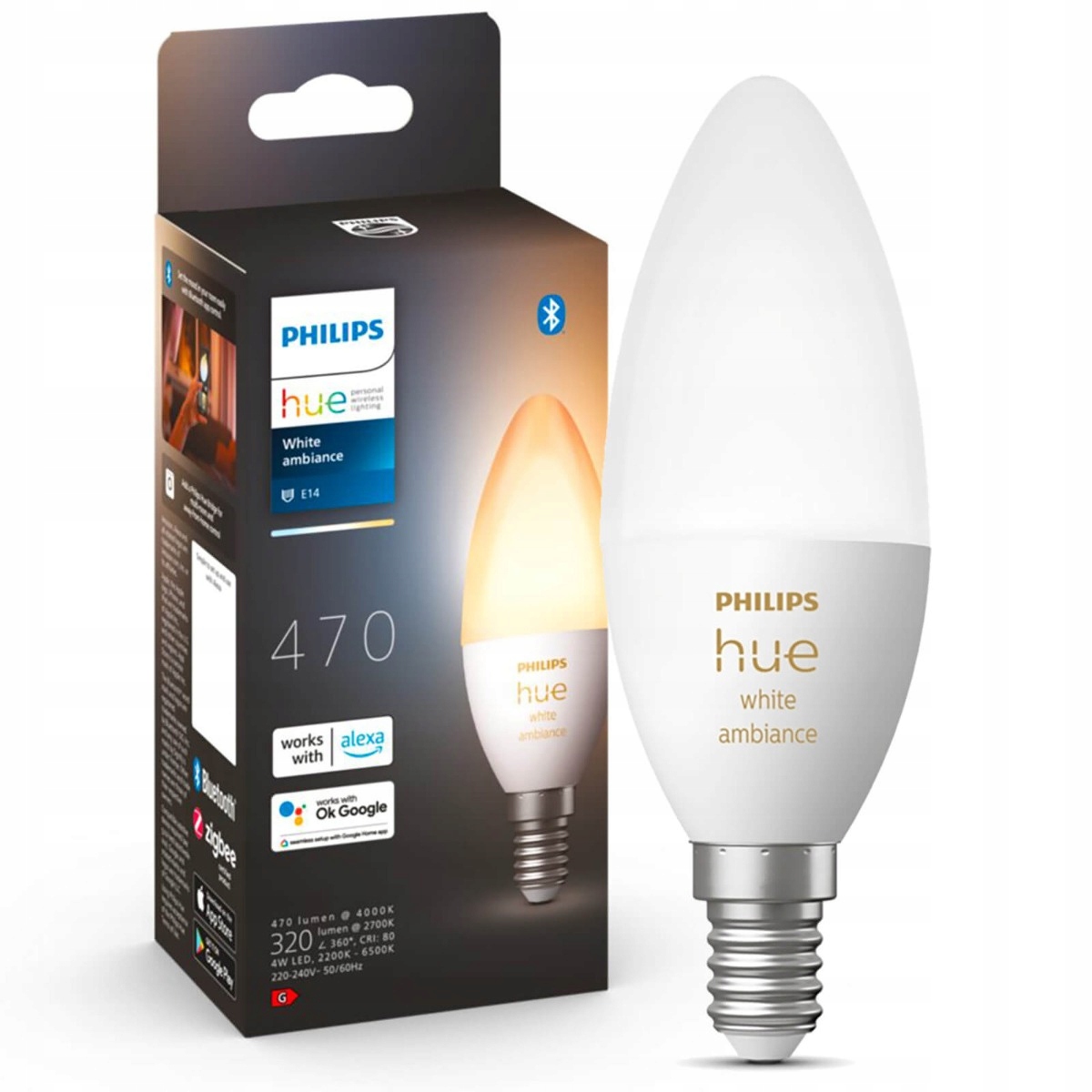 Led žárovka E14 4W Philips Hue White & Ambiance Bluetooth Zigbee