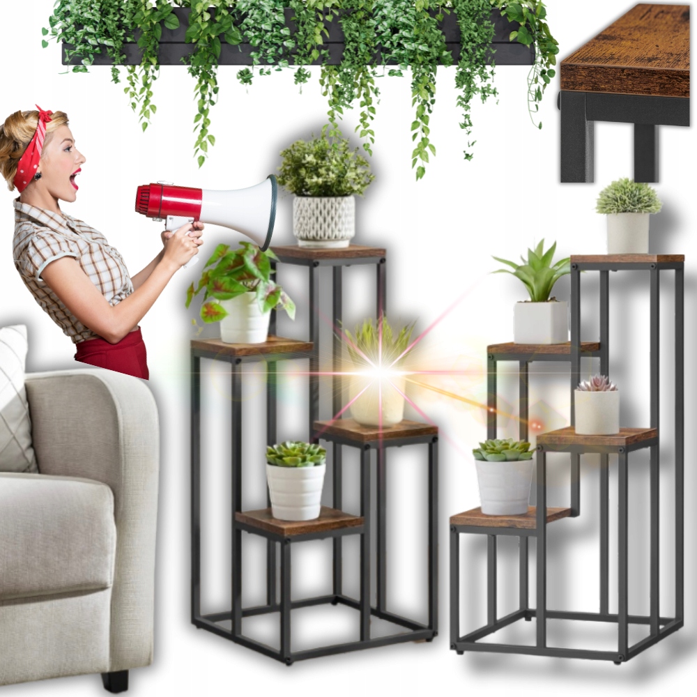 Držiak Na Kvetináč Regál Na Kvety Rastliny Stojan Na Police Organizér Na Kvety Loft