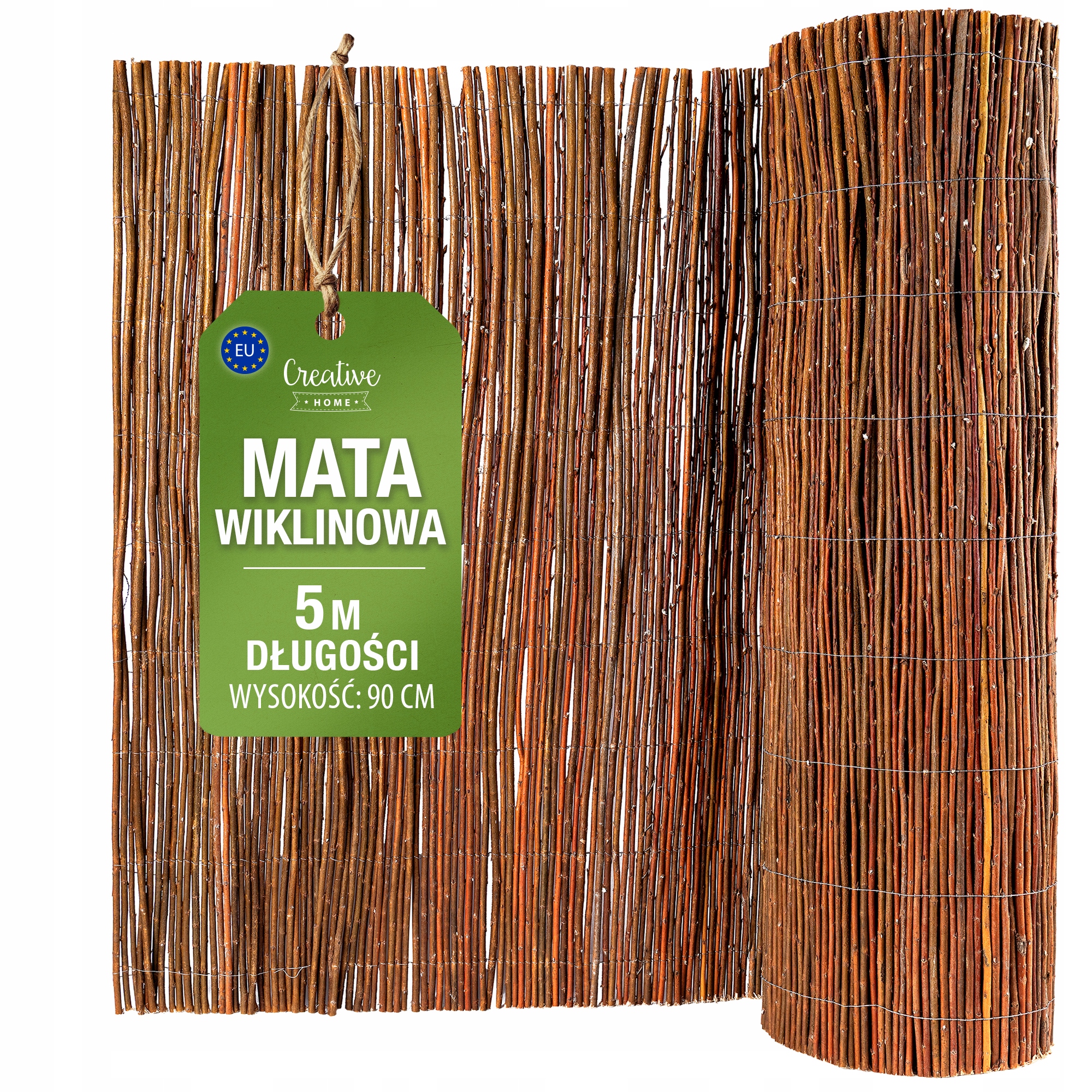 Pletená záhradná podložka na balkón, terasu, hustý hnedý plot 5 m x 90 cm