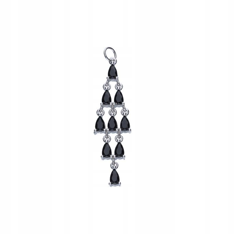Prolamovaný přívěsek stříbro 925 s černými zirkony 12x42 mm jako dárek 3.68 g