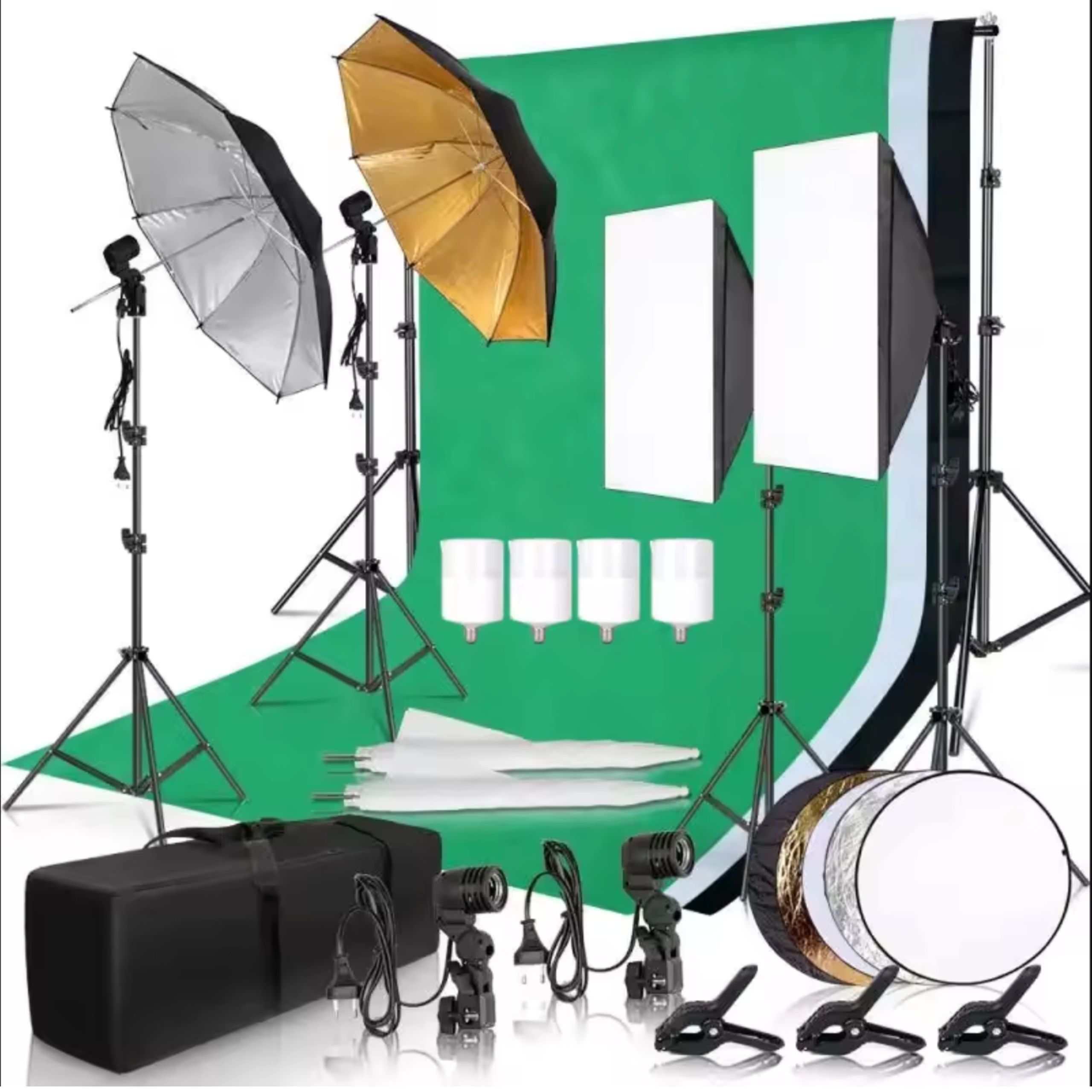 Profesionální osvětlovací sada 36V1 s pozadím softboxů Deštníky Stativy