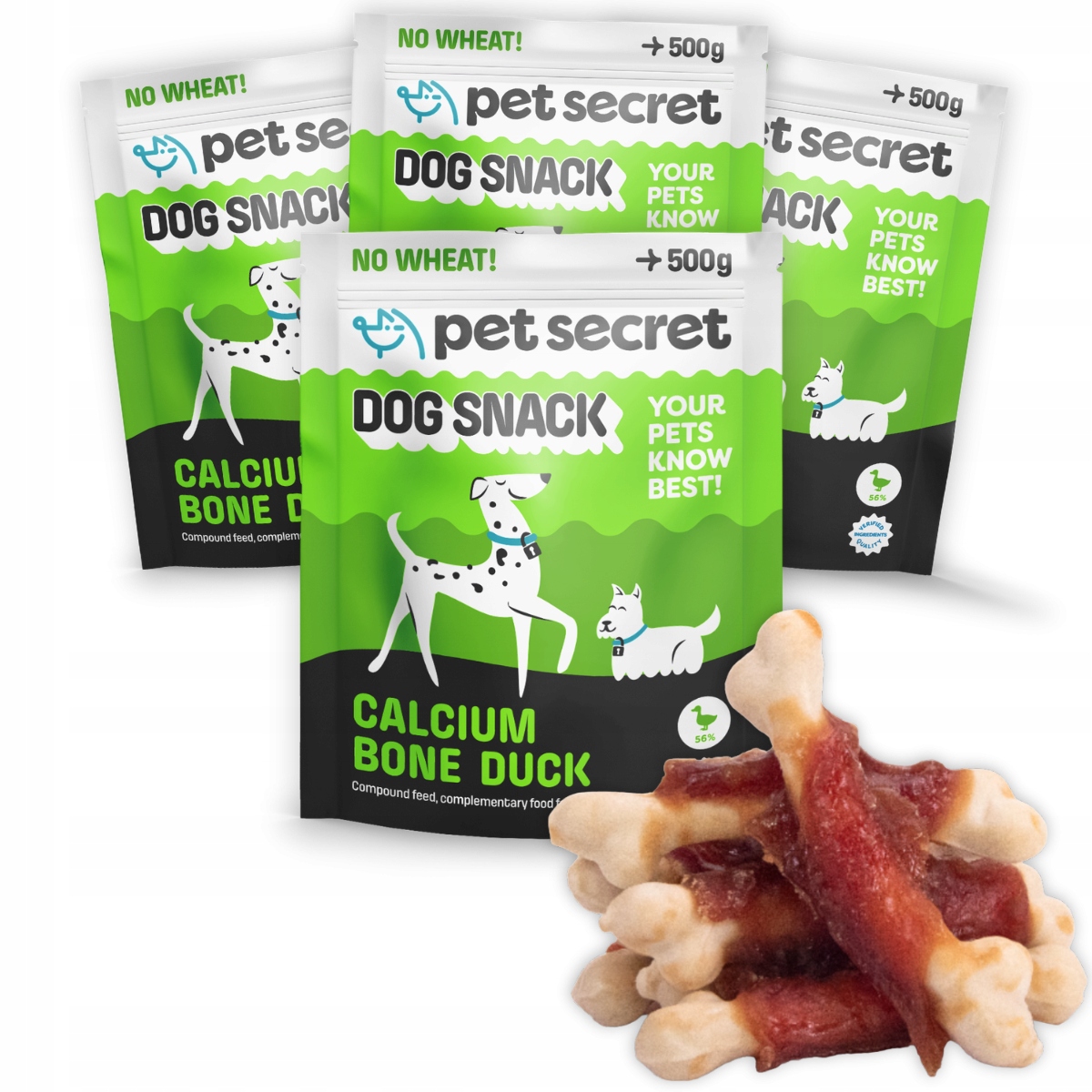 Psí pamlsek 4x500g Kostky s vápníkem a kachním masem Pet Secret Kosti