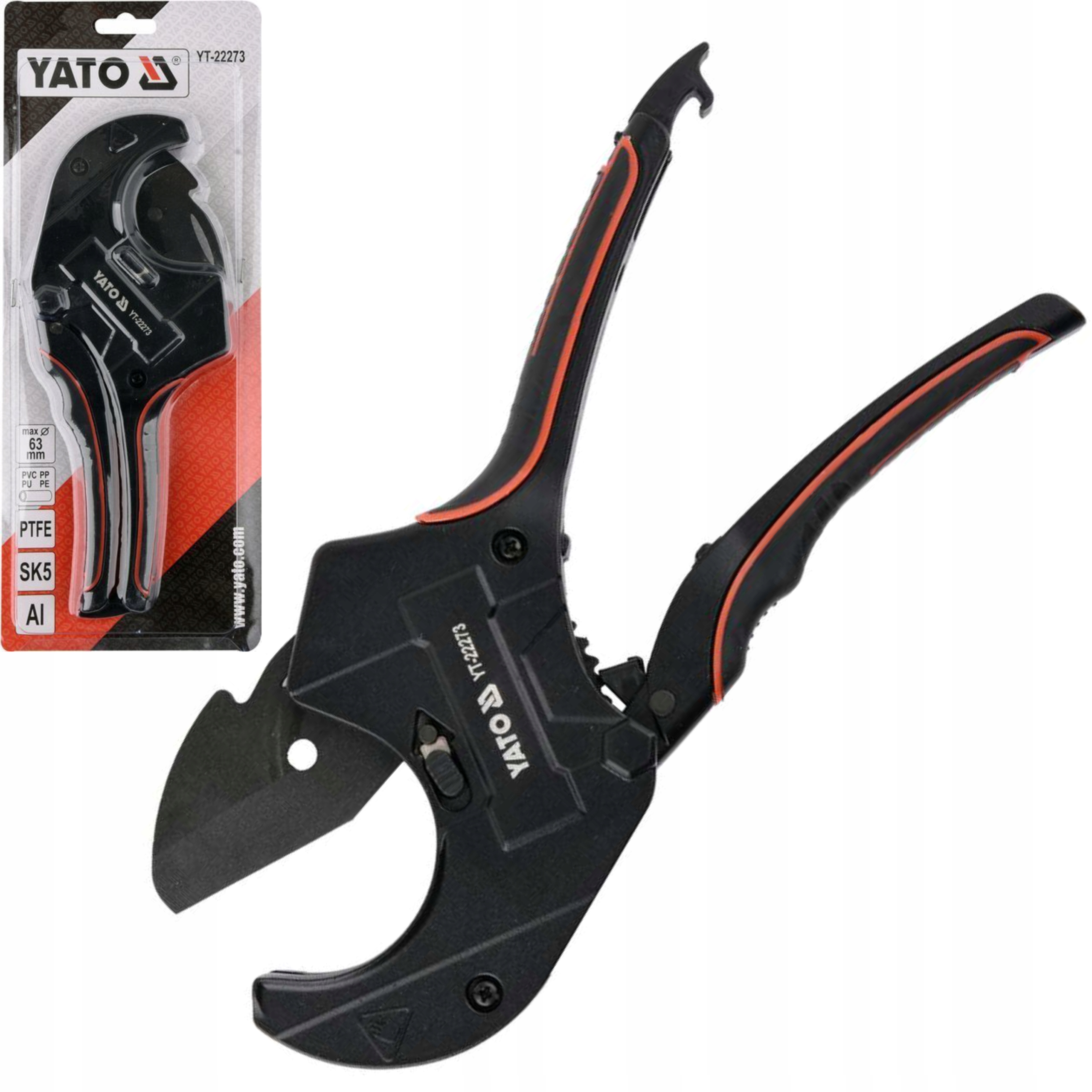 YATO РЕЗАК НОЖНИЦЫ ПЛОСКОГУБЦЫ ДЛЯ РЕЗКИ ТРУБ ПВХ, ПП, ПУ. PE 63m YT-22273