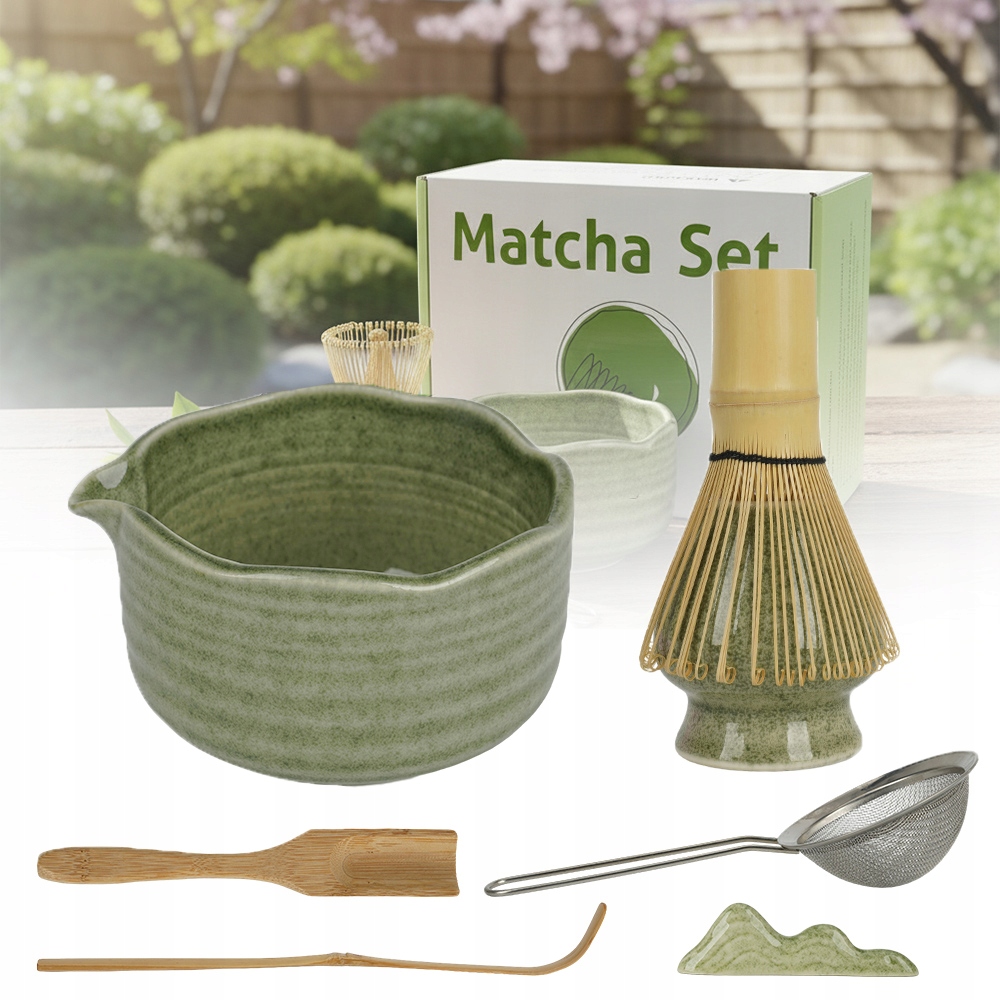 Sada Šlehacích Metliček Matcha, Sada 7 Ks, Zelená Sada Pro Obřad Matcha