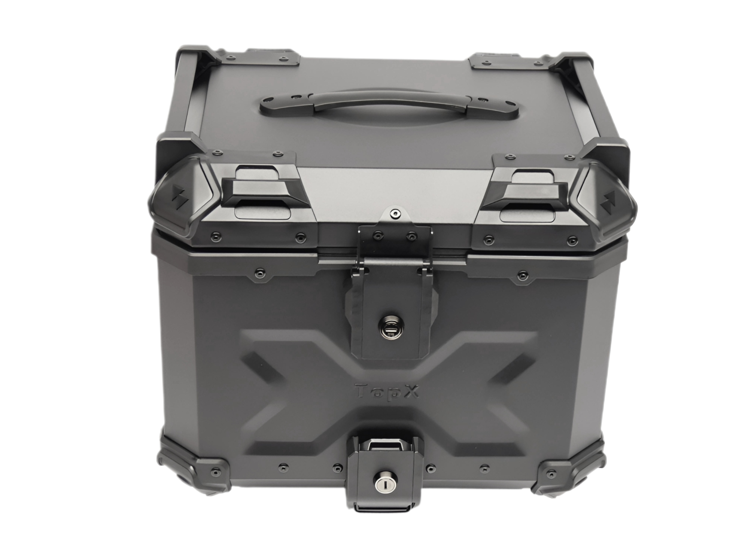 Motocyklový kufr 45L, centrální hliníkové polstrování, kovová deska TopX