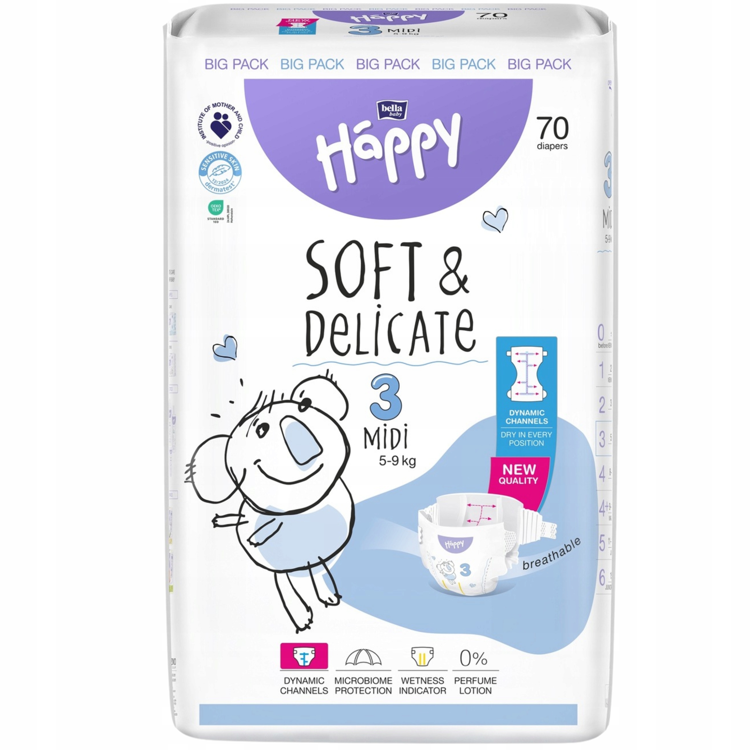 ПОДГУЗНИКИ BELLA HAPPY 3 MIDI 5-9 КГ 70 ШТ.