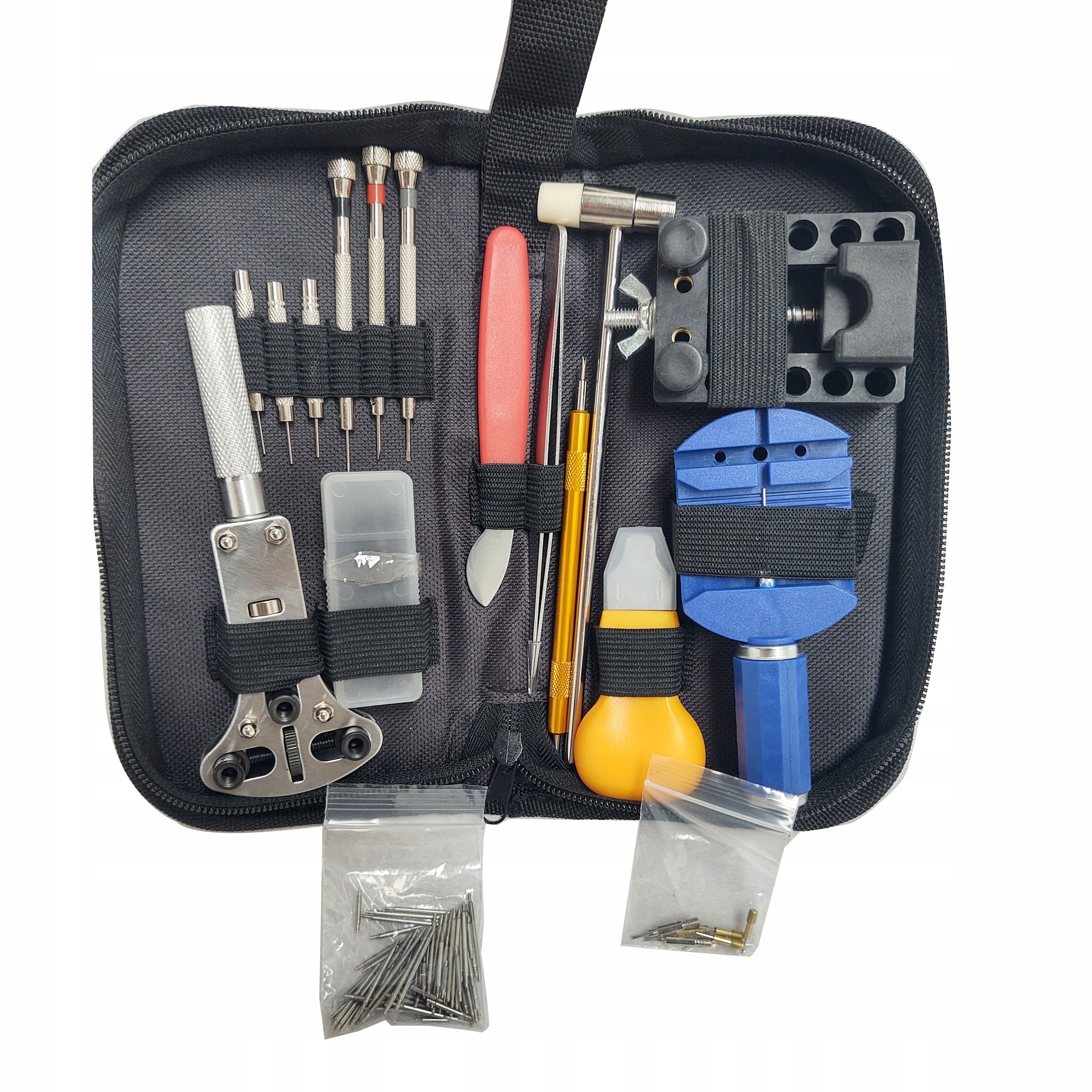 Zestaw zegarmistrzowski narzędzia etui klucz do naprawy zegarków 147el.