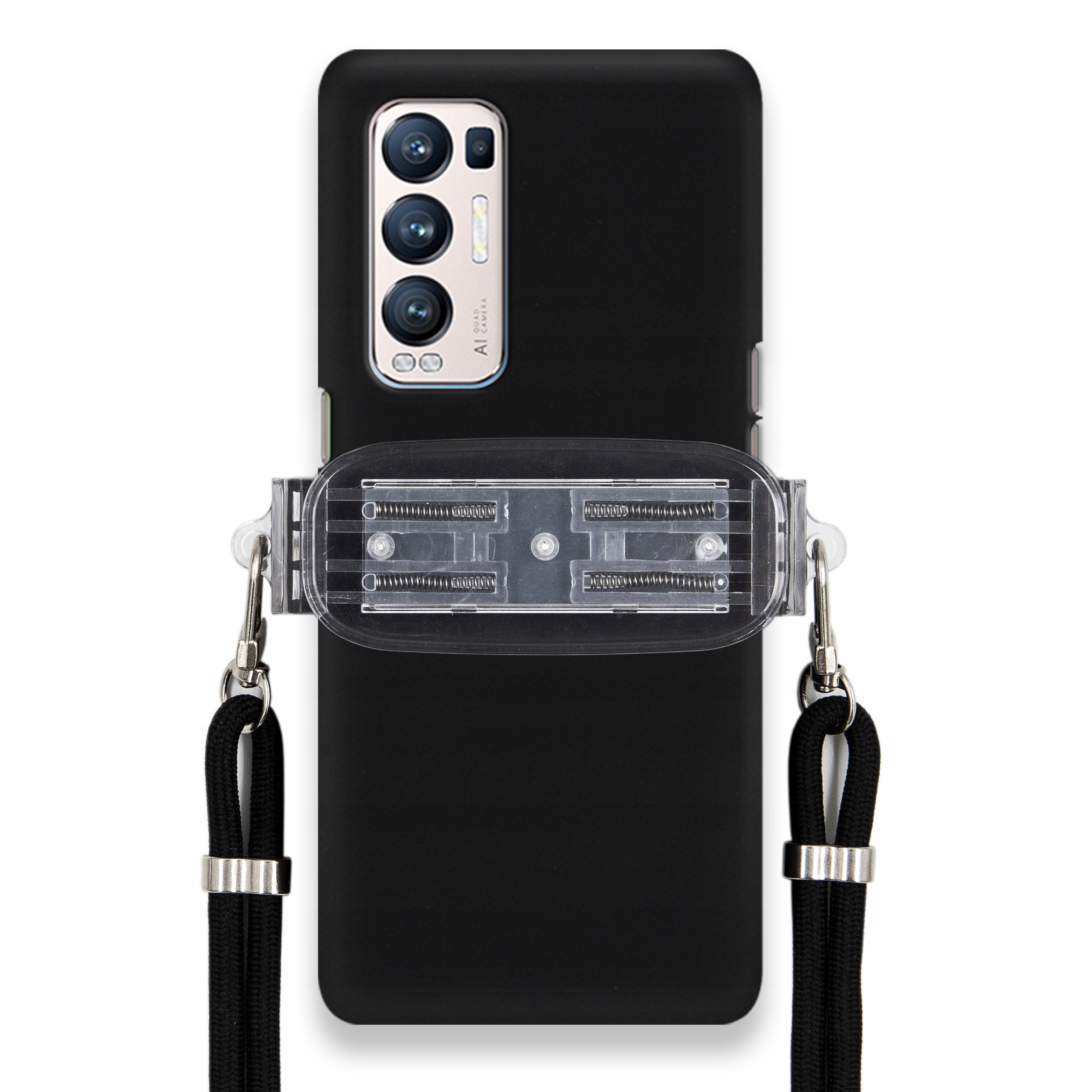 Puzdro Pre Oppo Reno 5 Pro Plus 5 G Mat Case Univerzálny Držiak, Čierna Šnúrka