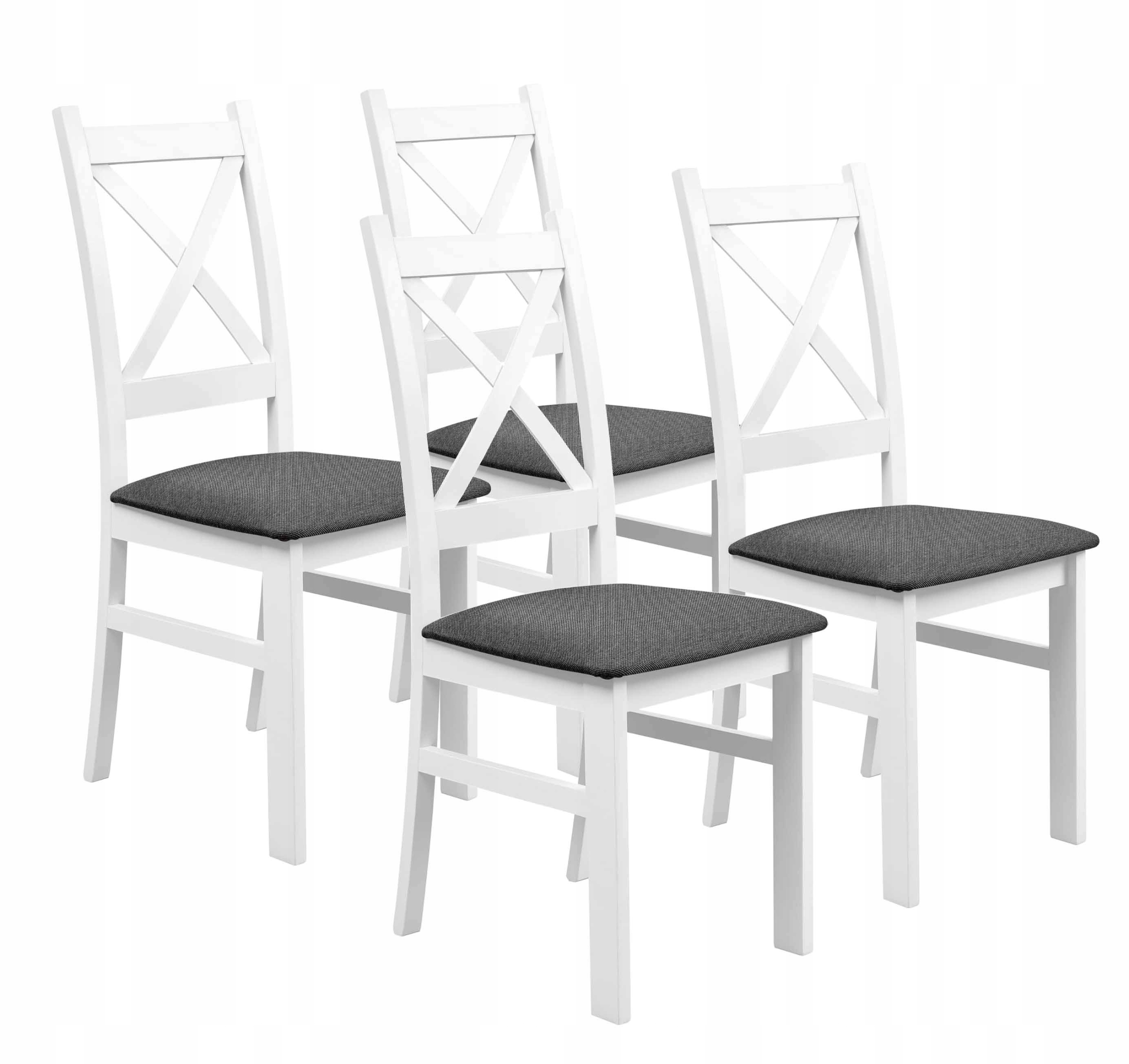 Sada 4x Čalouněné křeslo do obývacího pokoje Kuchyň Krz Bílá/Grafit