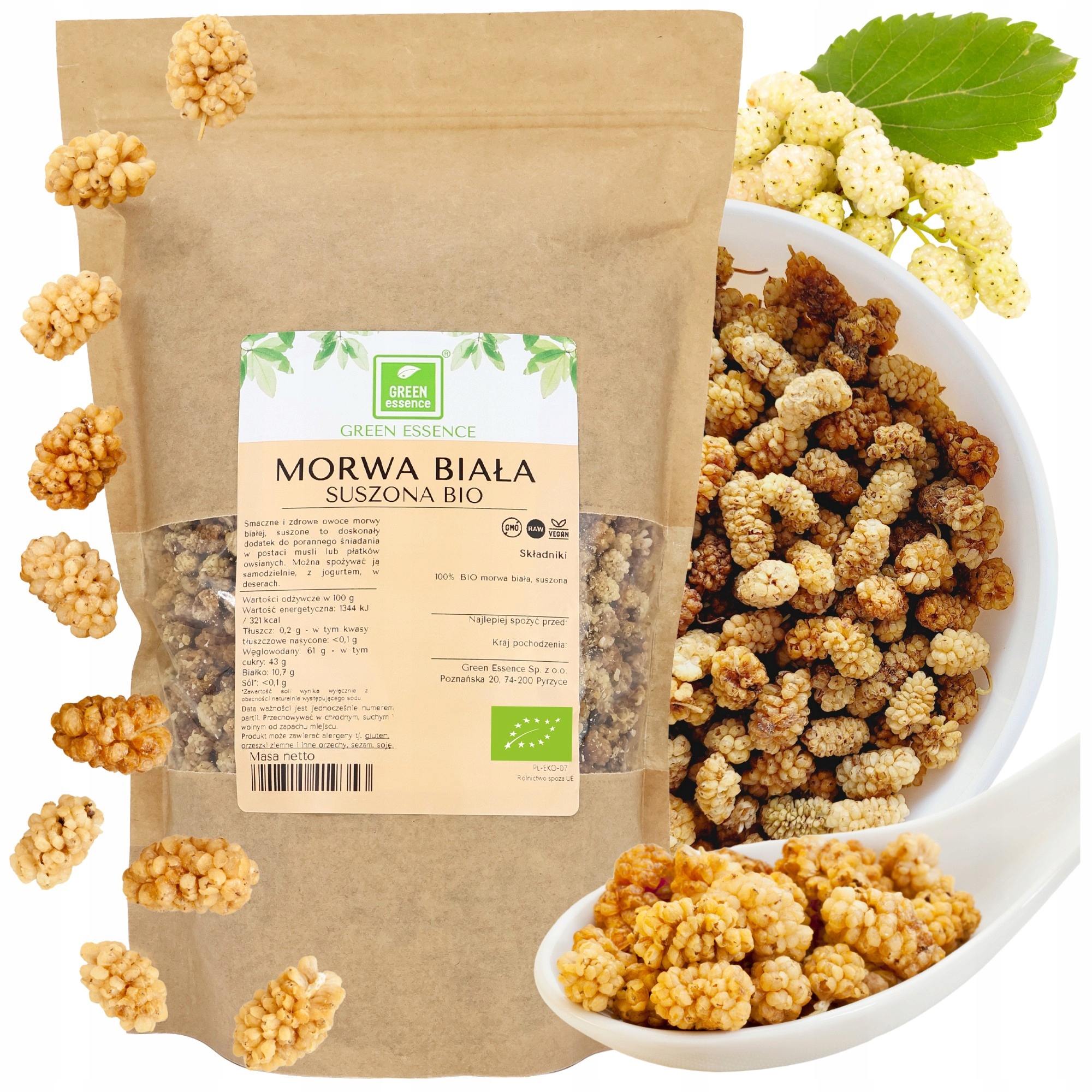 Morwa Biała Bio 1 kg suszona naturalna bez pestek i cukru suszone owoce