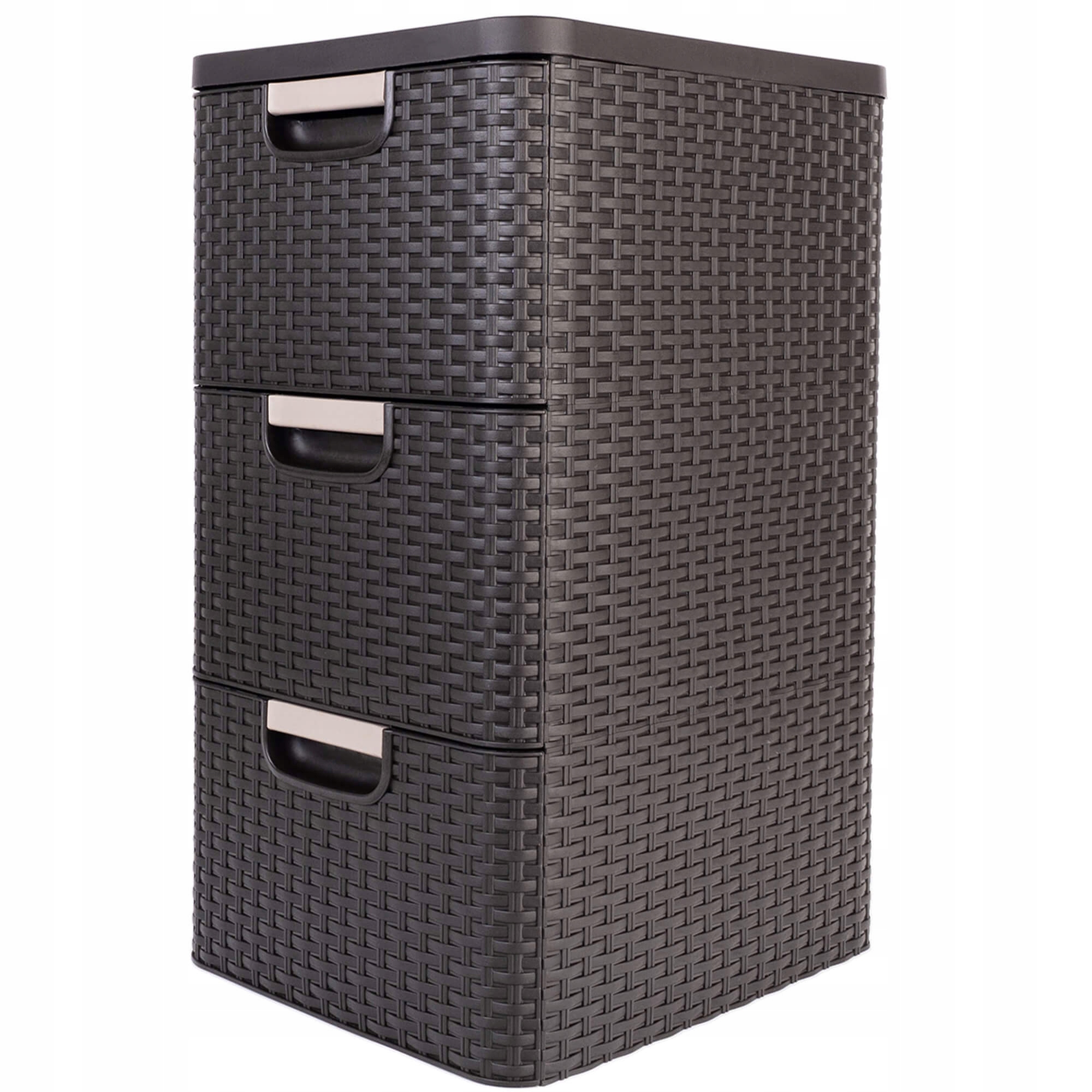 CURVER REGAŁ Z 3 SZUFLADAMI SZAFKA KOMODA ŁAZIENKOWY RATTAN BRĄZOWY 3x14L