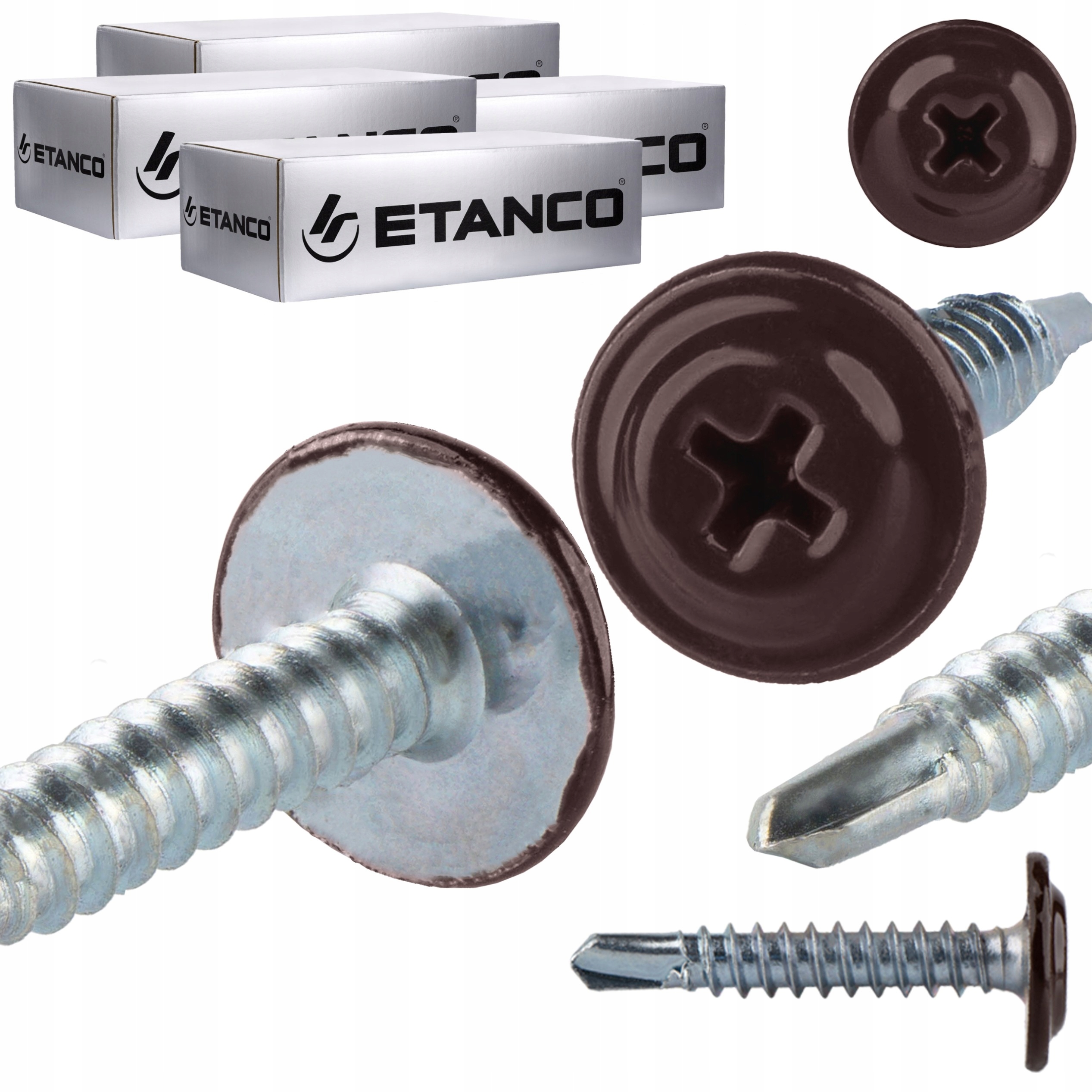Samorezné podložkové skrutky 4,2 x 25 mm Ral 8017 1000 ks Etanco Gm-b