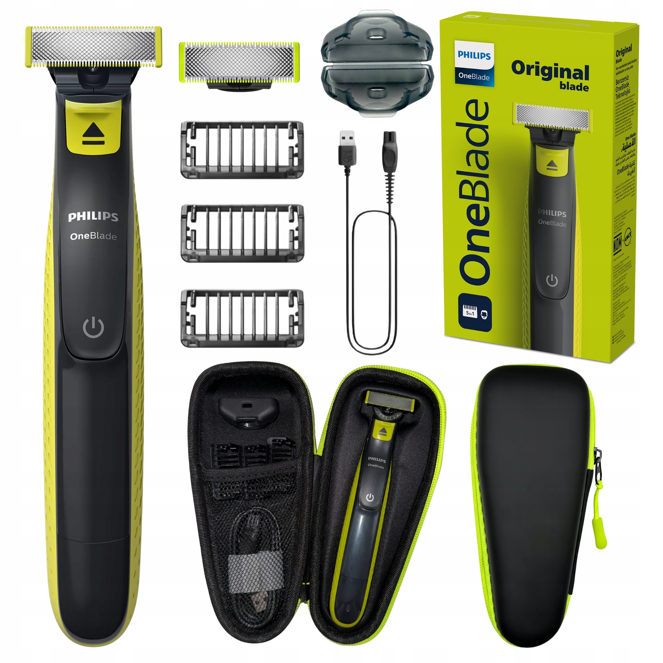 Golarka Philips OneBlade foliowa akumulatorowa na mokro/sucho z 3 nasadkami