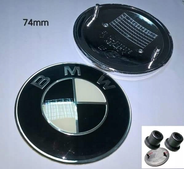 

Emblemat Bmw maska klapa 74mm Czarny 2X Tulejki