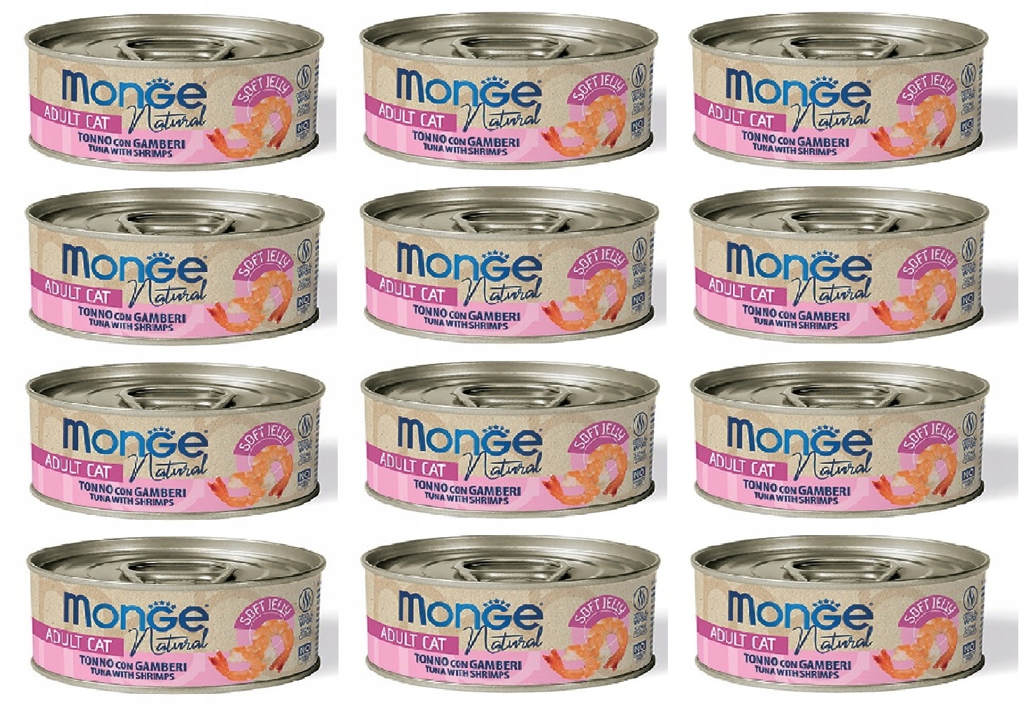 Monge Jelly Tuňák s krevetami 80g sada ks