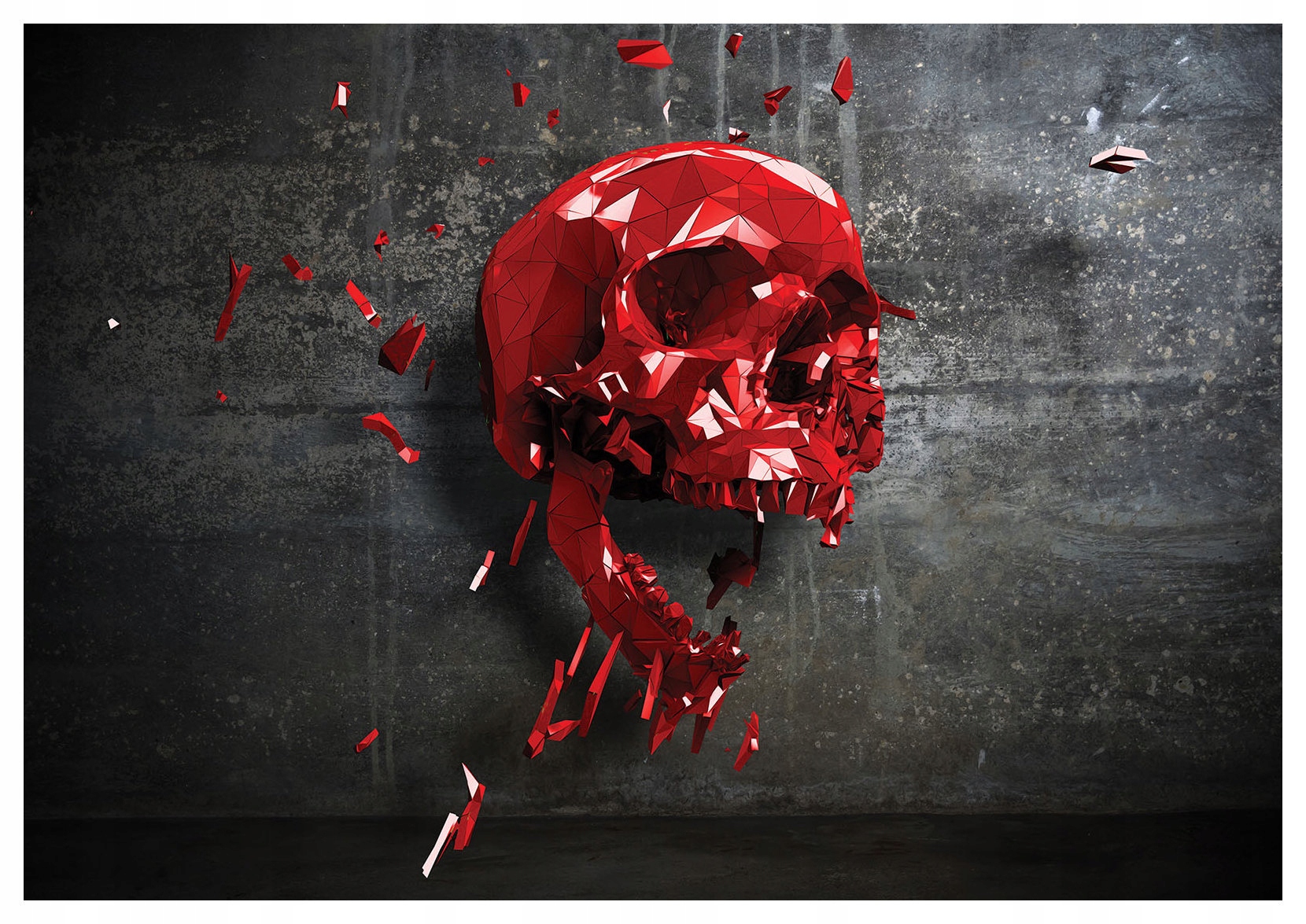 Vliesová fototapeta Červená lebka geometria výbuch 368x254 lepidlo