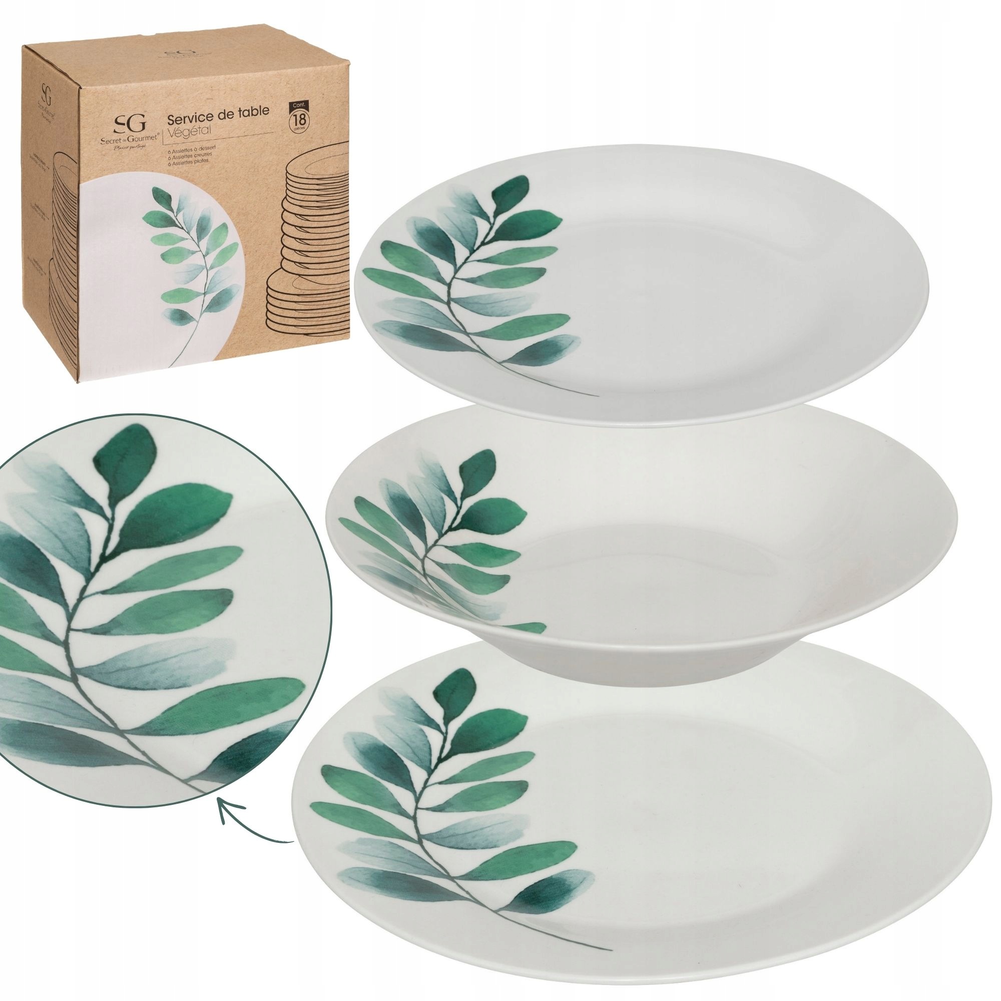 Set jídelní servis Pro 6 Osob Vegetal stolní nádobí talíře